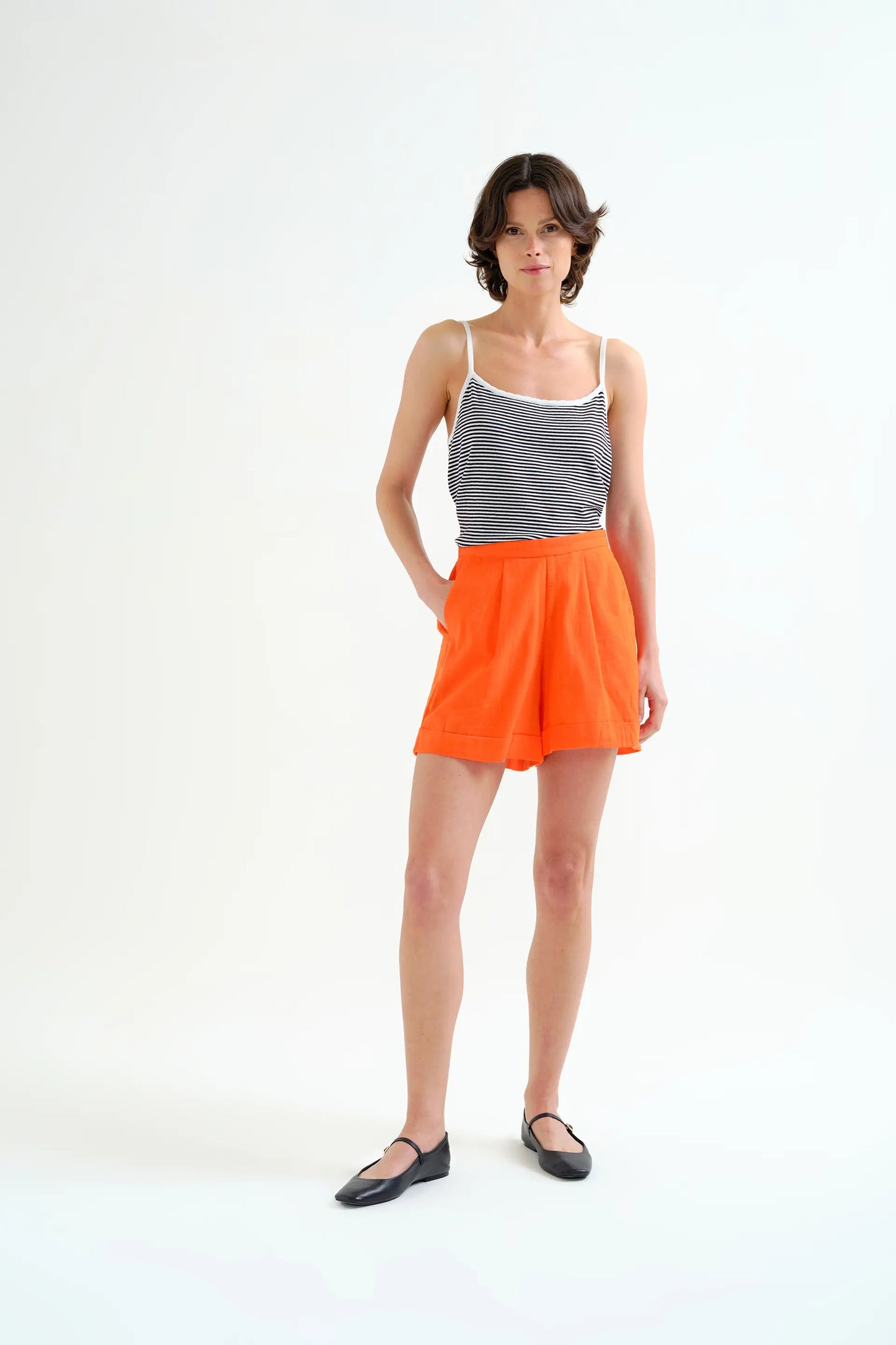 Top with black and white striped print