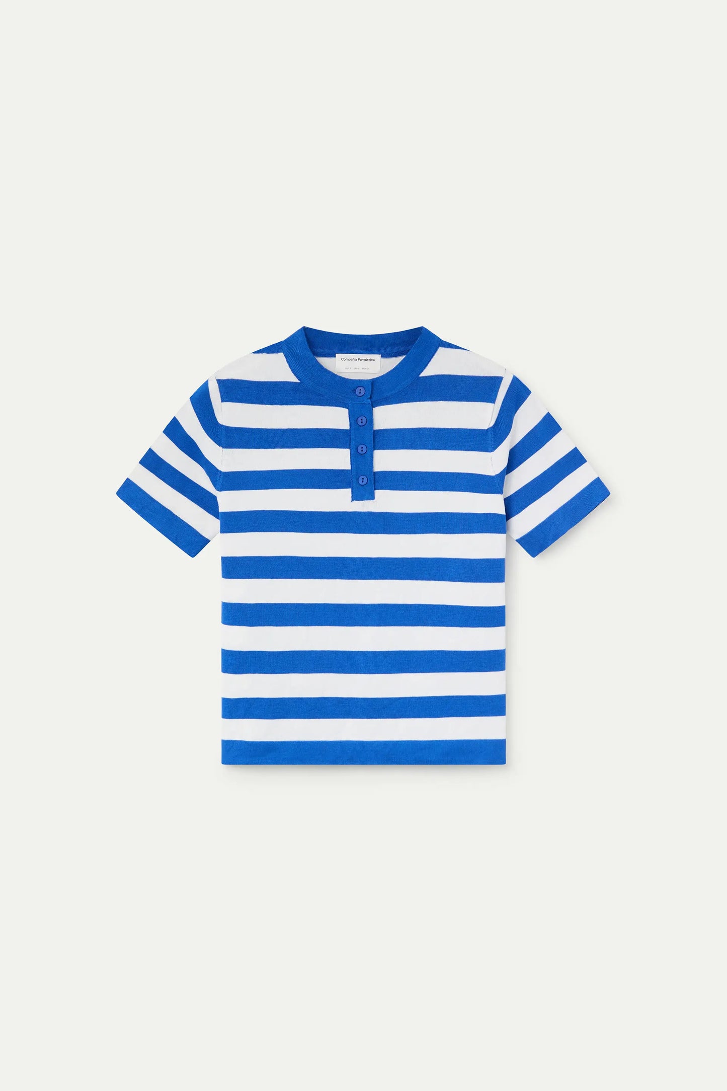 Top with white and blue striped print