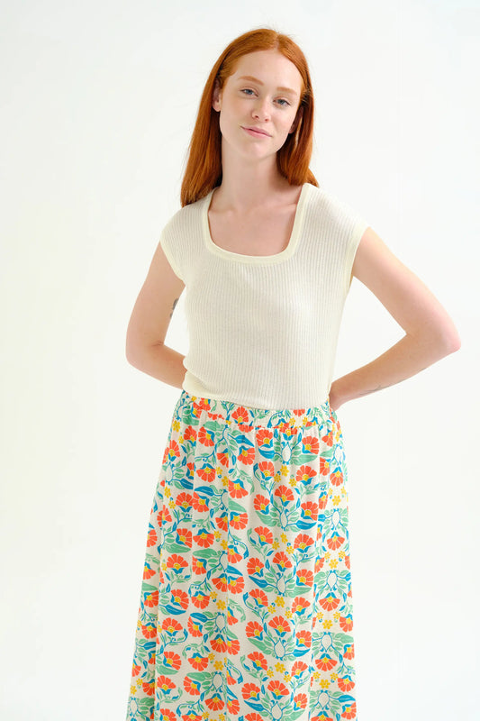 Top punto blanco roto