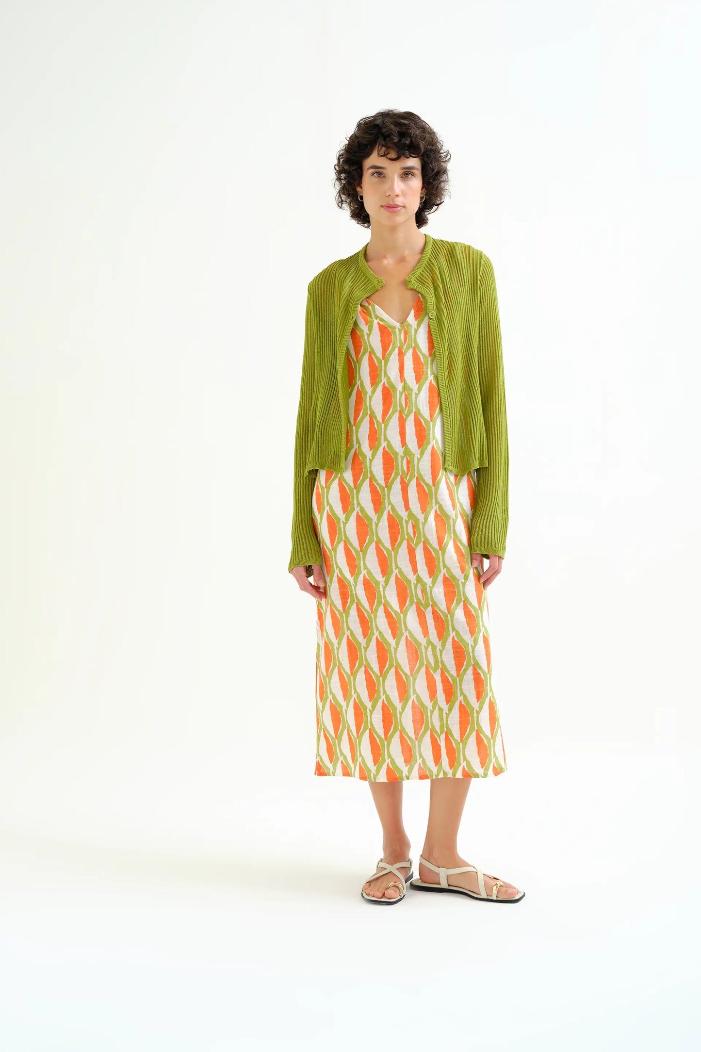 Cardigan verde in maglia a maniche lunghe