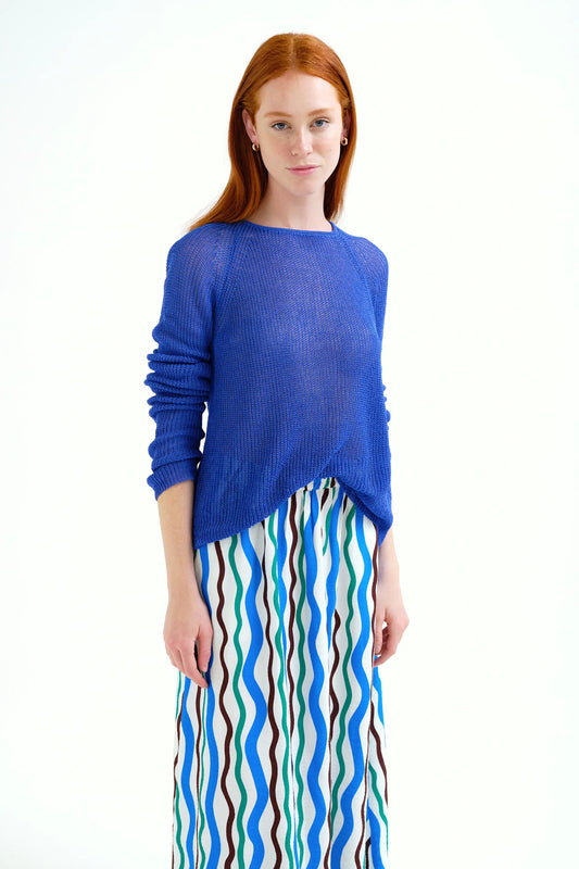 Jersey punto calado azul