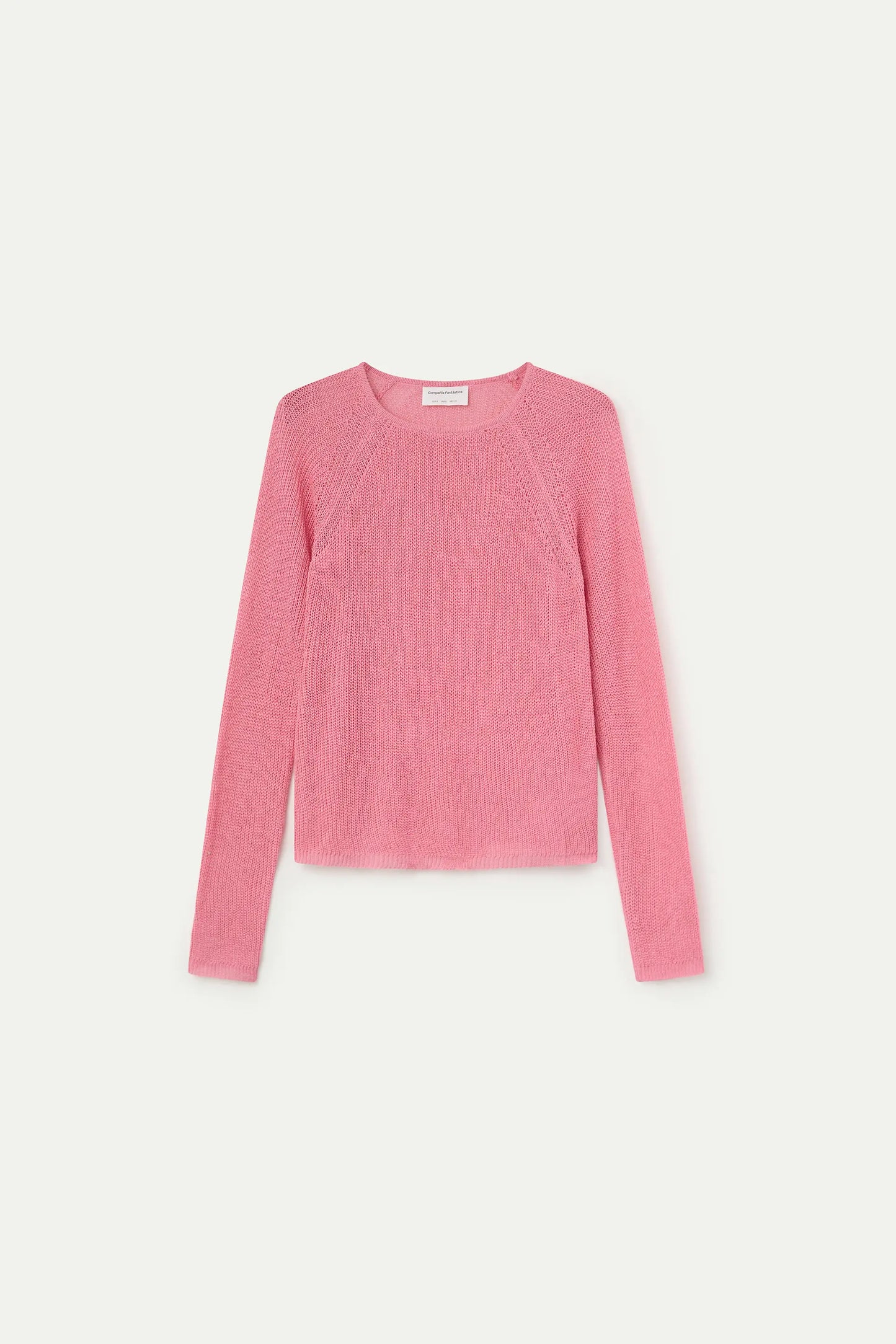 pink openwork knit sweater