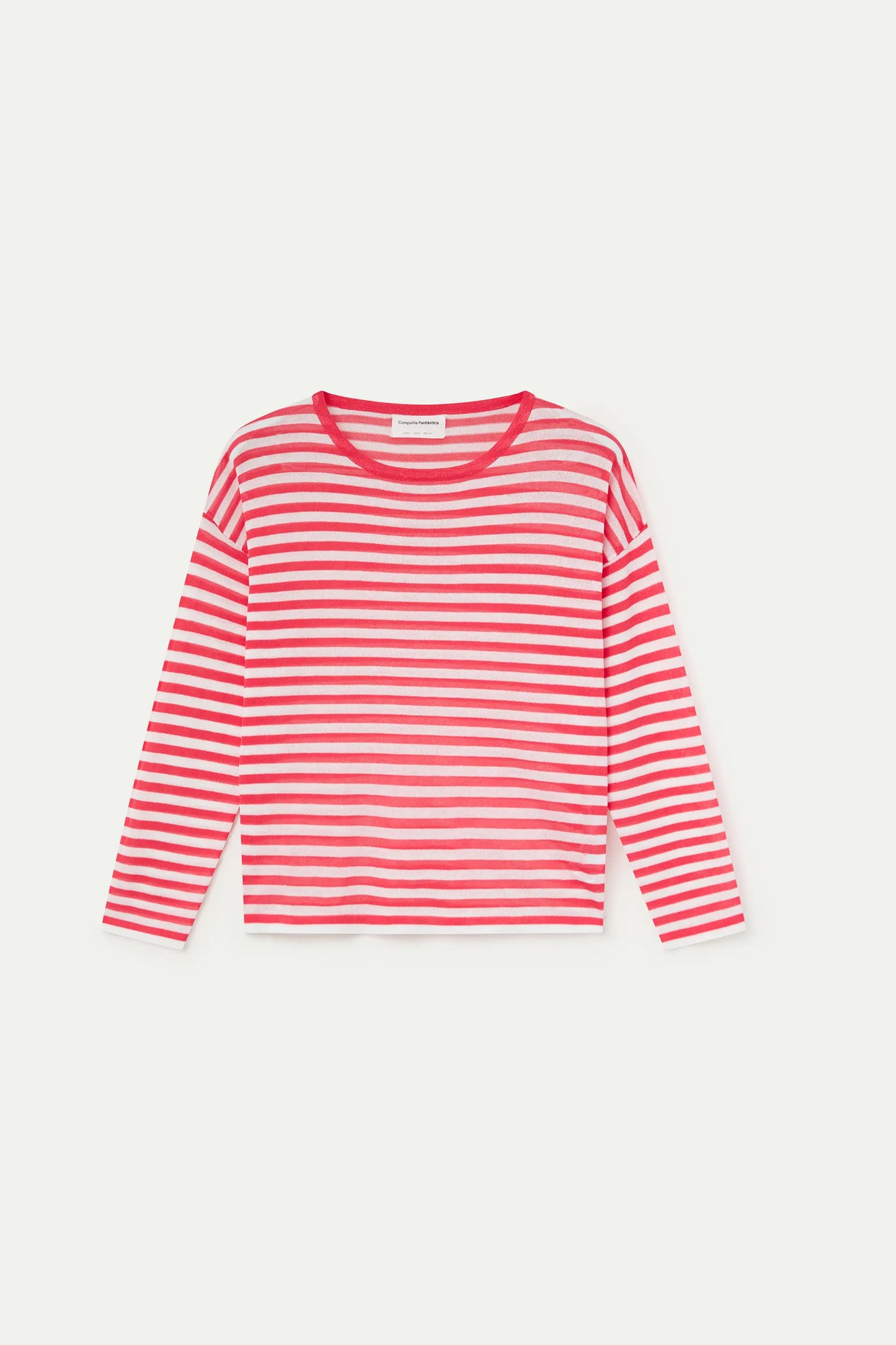 Maglione morbido in maglia con stampa a righe bianche e rosse