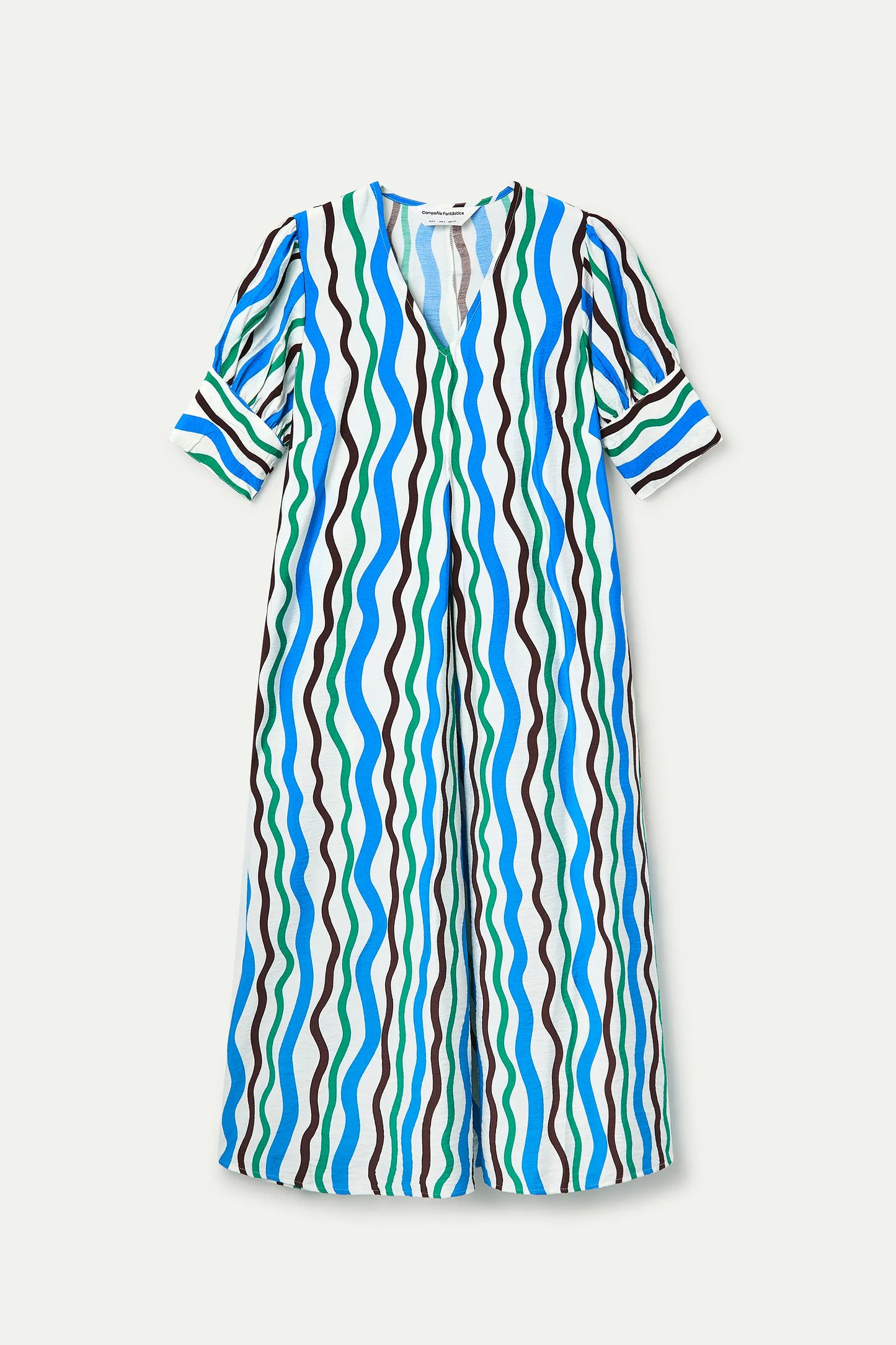 Abito midi con stampa mare e montagna