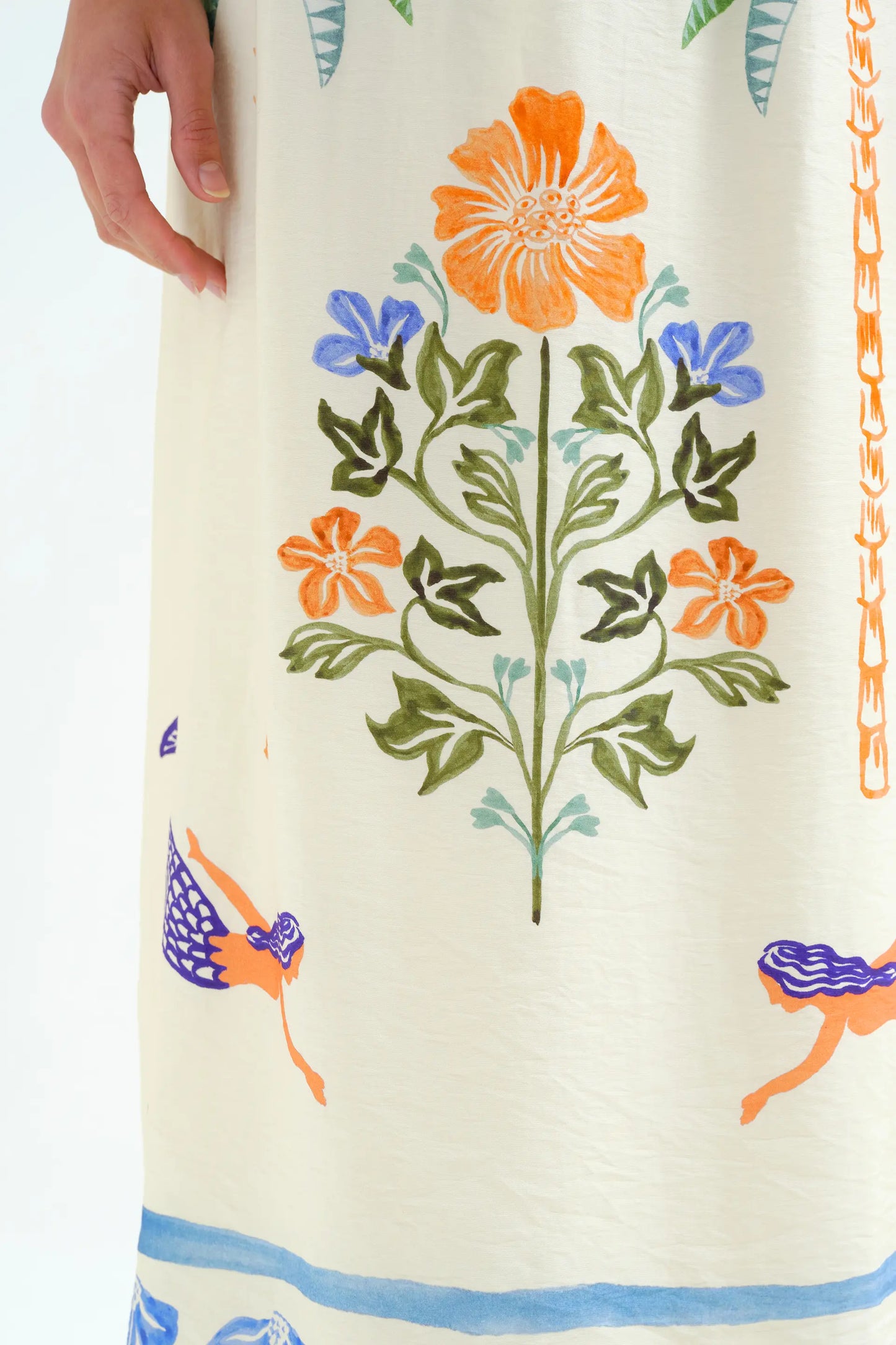 Falda larga con estampado Palm & Mermaid