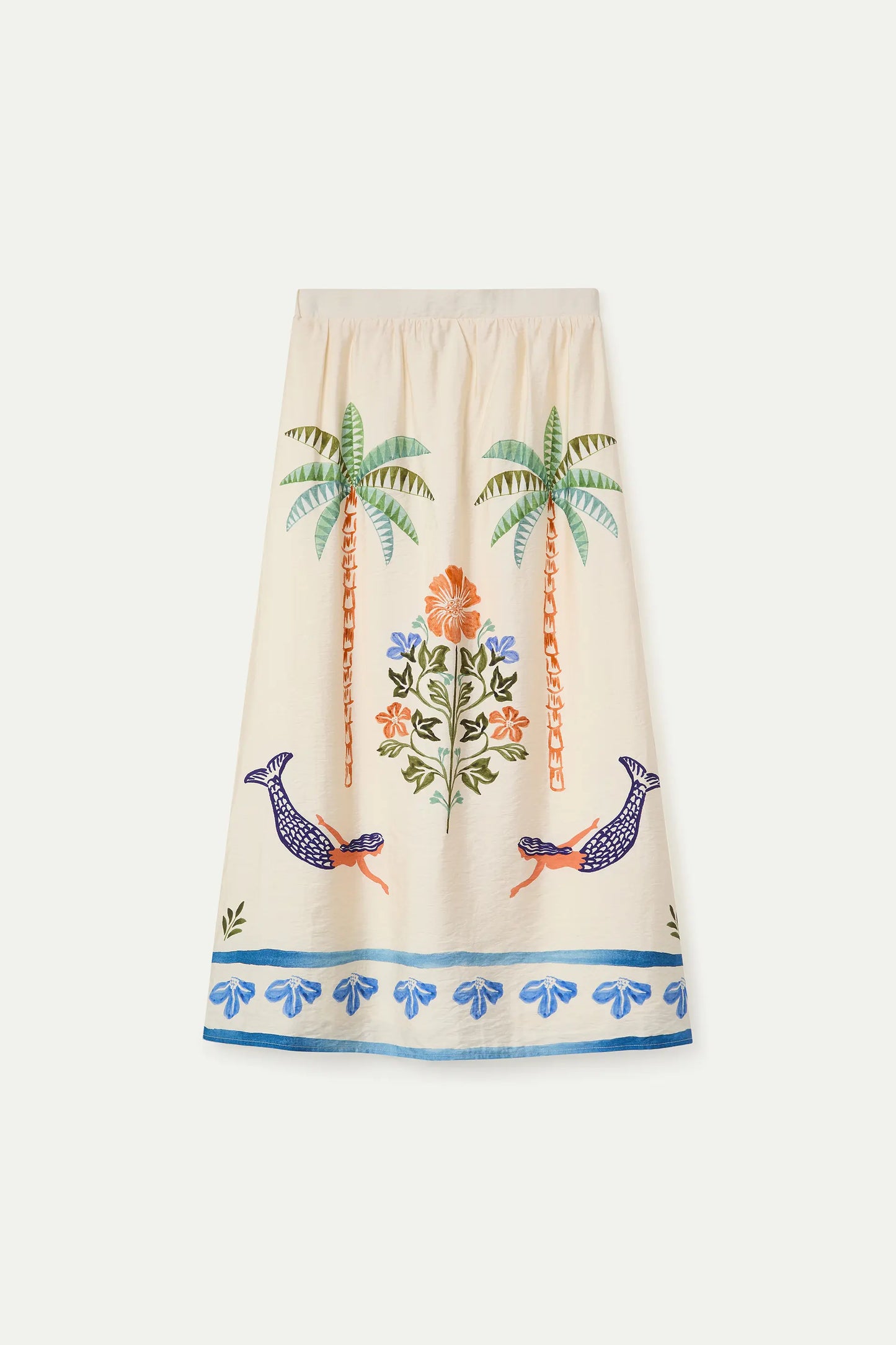 Falda larga con estampado Palm & Mermaid