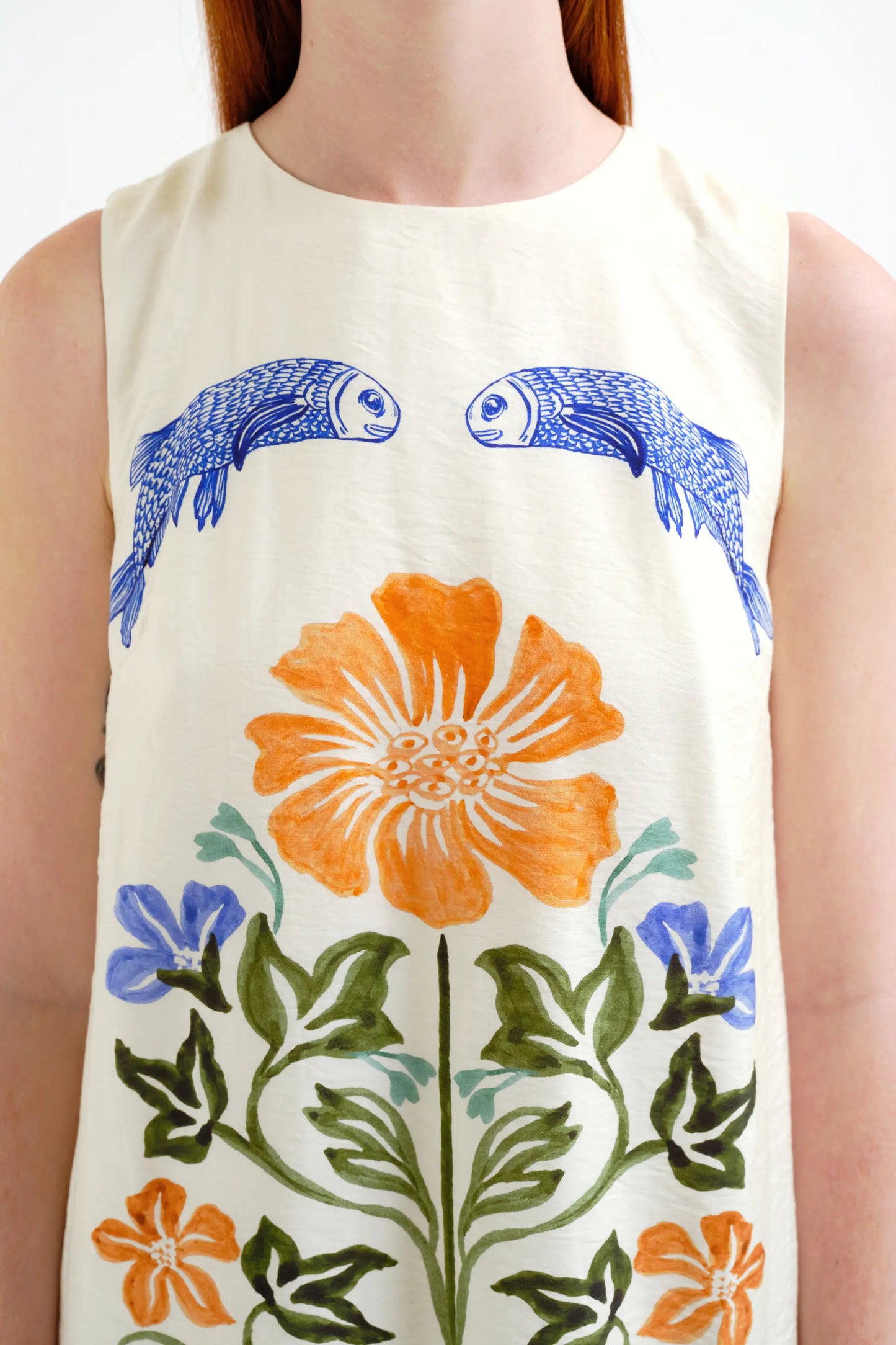 Abito corto con stampa Palm &amp; Mermaid