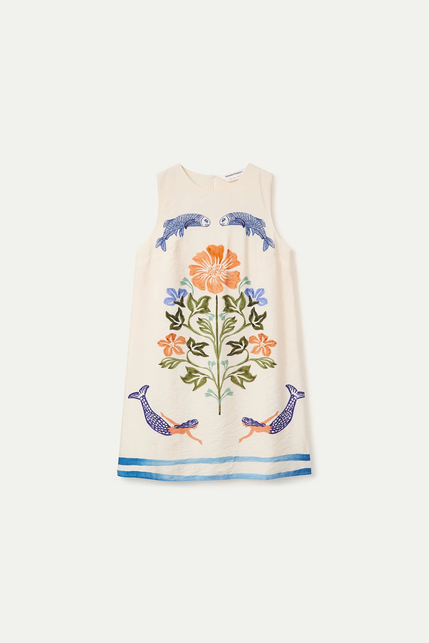 Abito corto con stampa Palm &amp; Mermaid