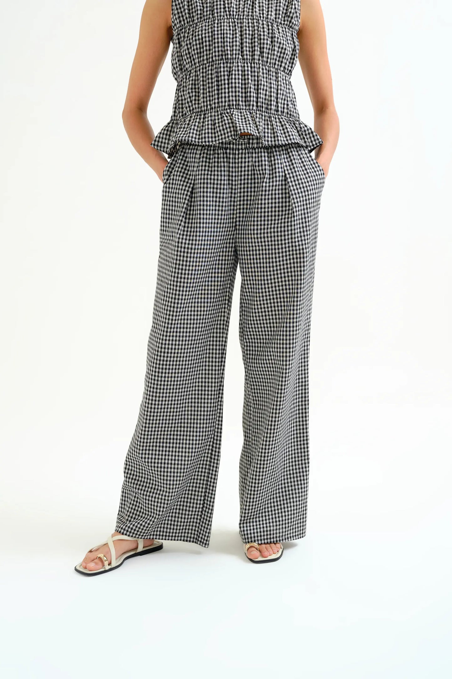 Pantalón cuadros vichy negro