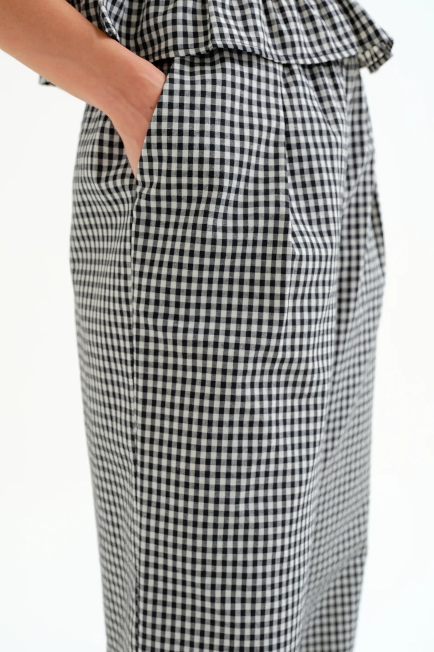 Pantalón cuadros vichy negro