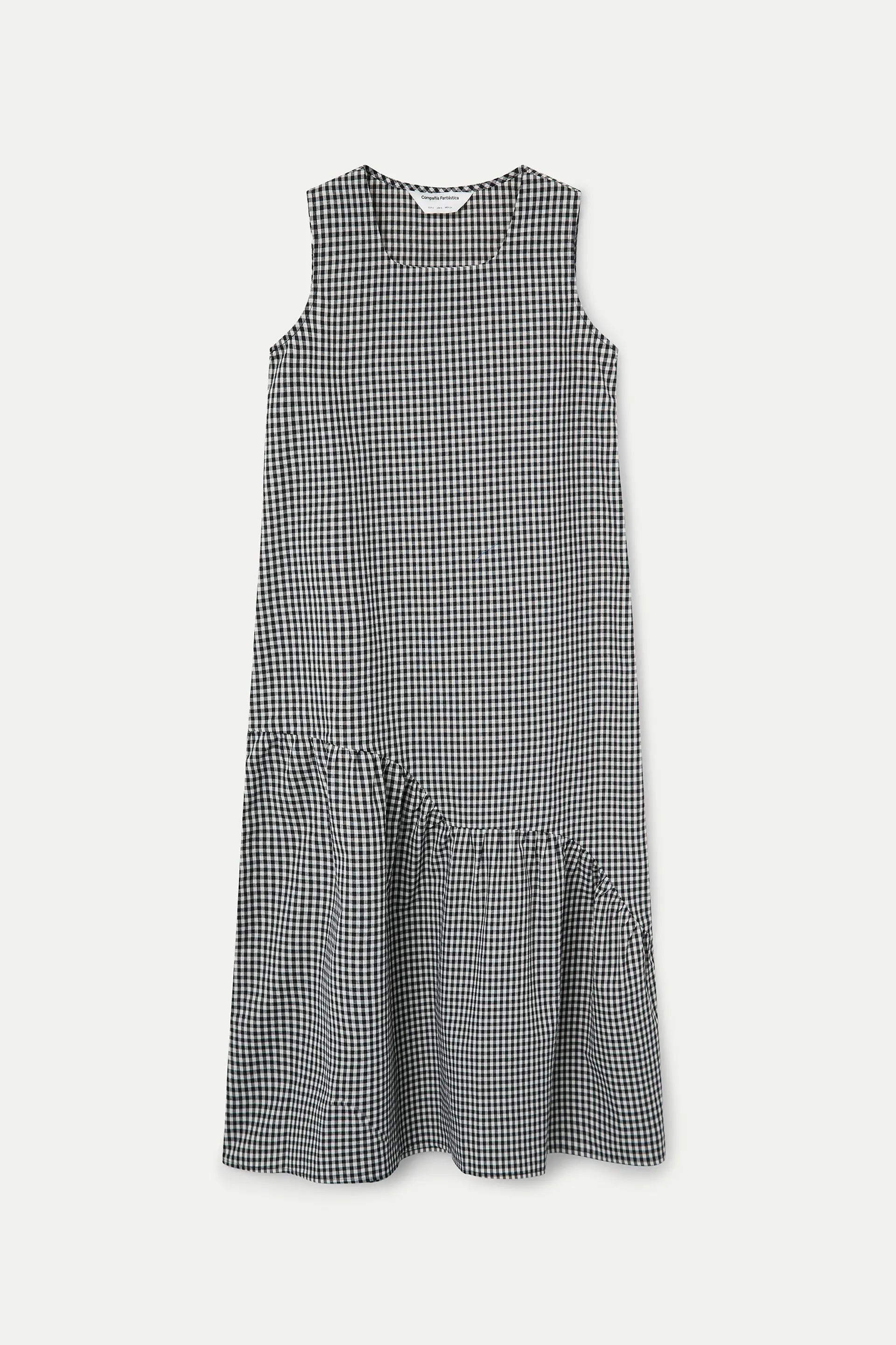 knee length dresses for ladies Black gingham midi dress