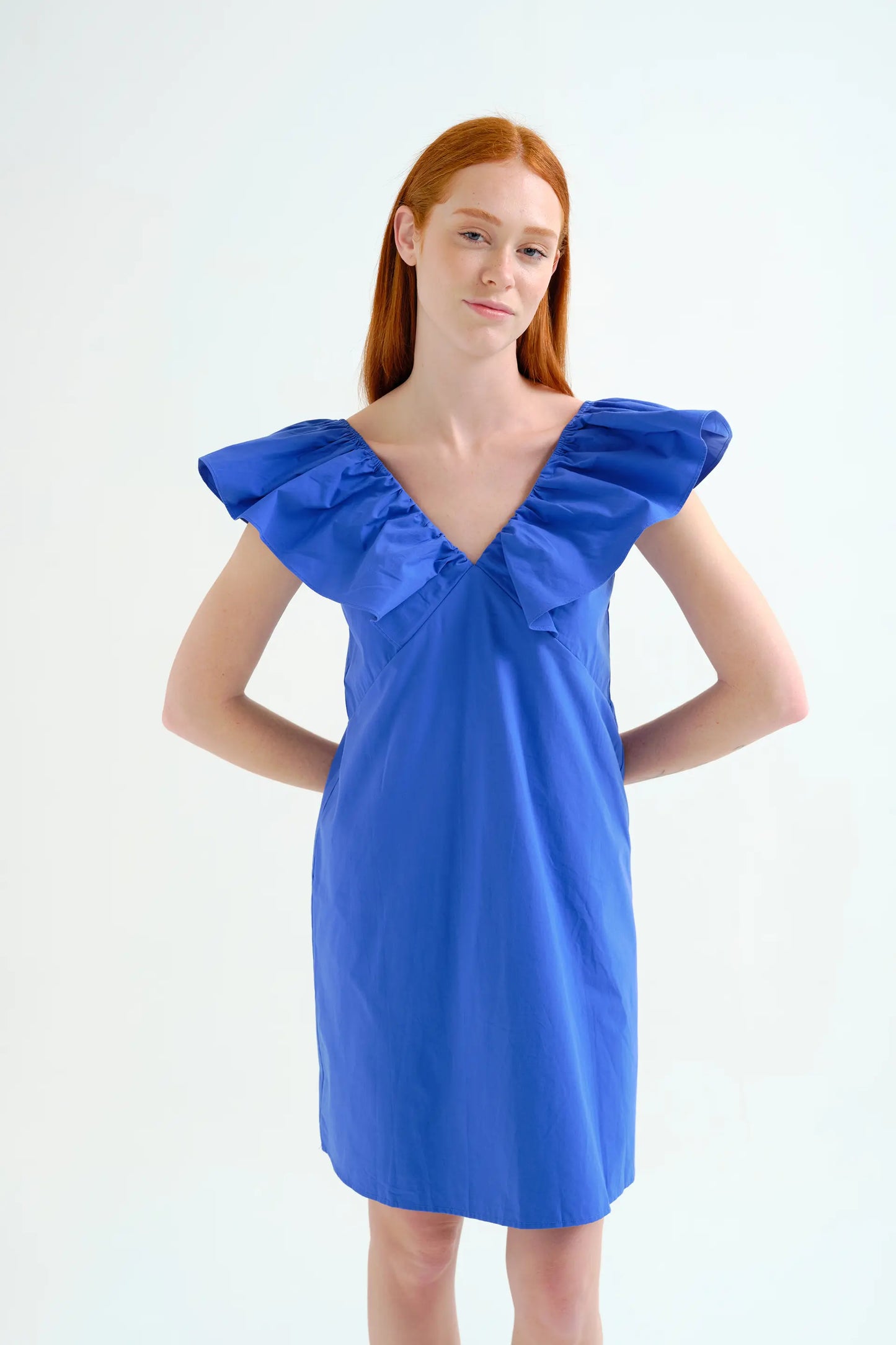 Abito corto blu, 100% cotone