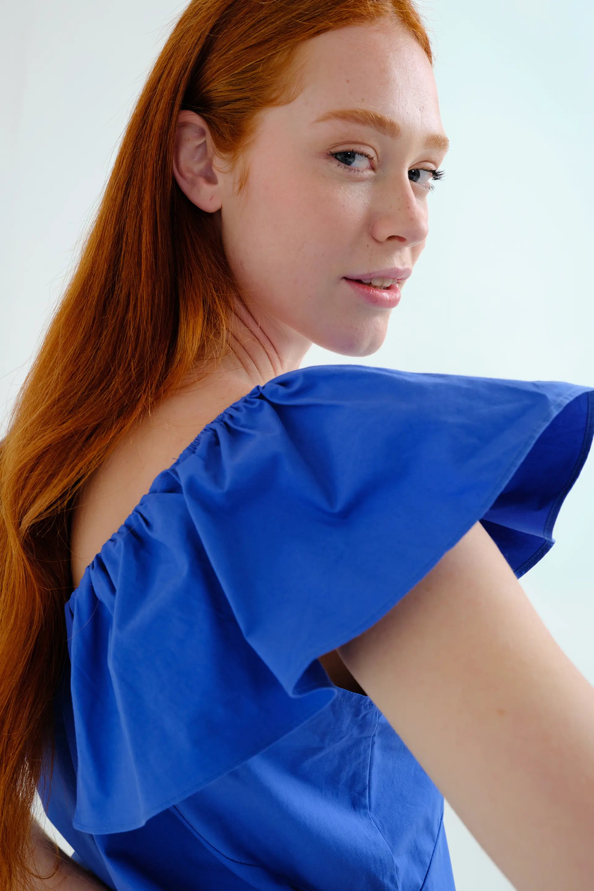 Short blue dress, 100% cotton