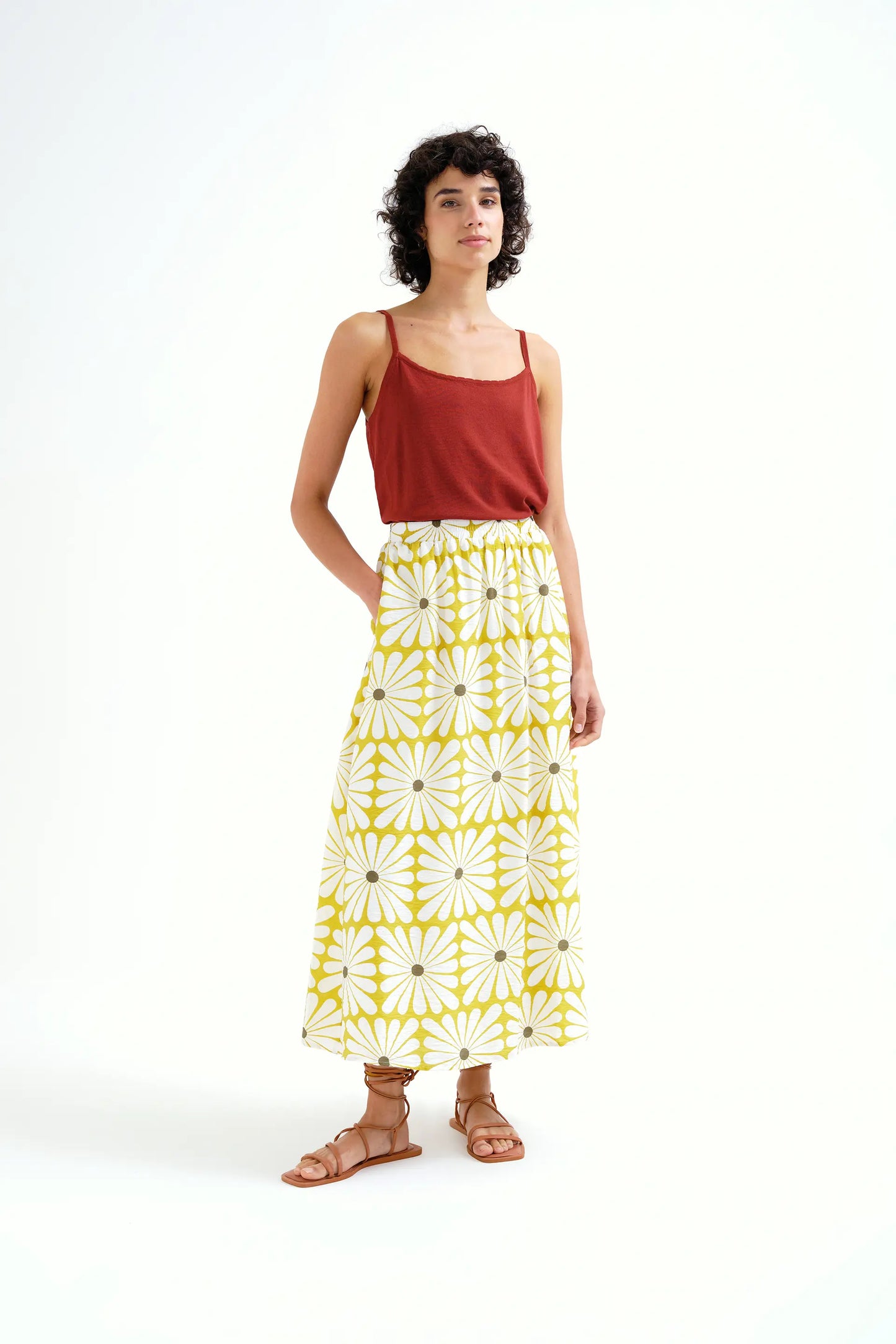 Long skirt with Olive Flower print