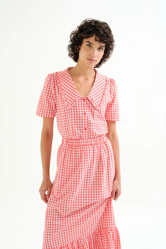 Camisa cuadros vichy rojo