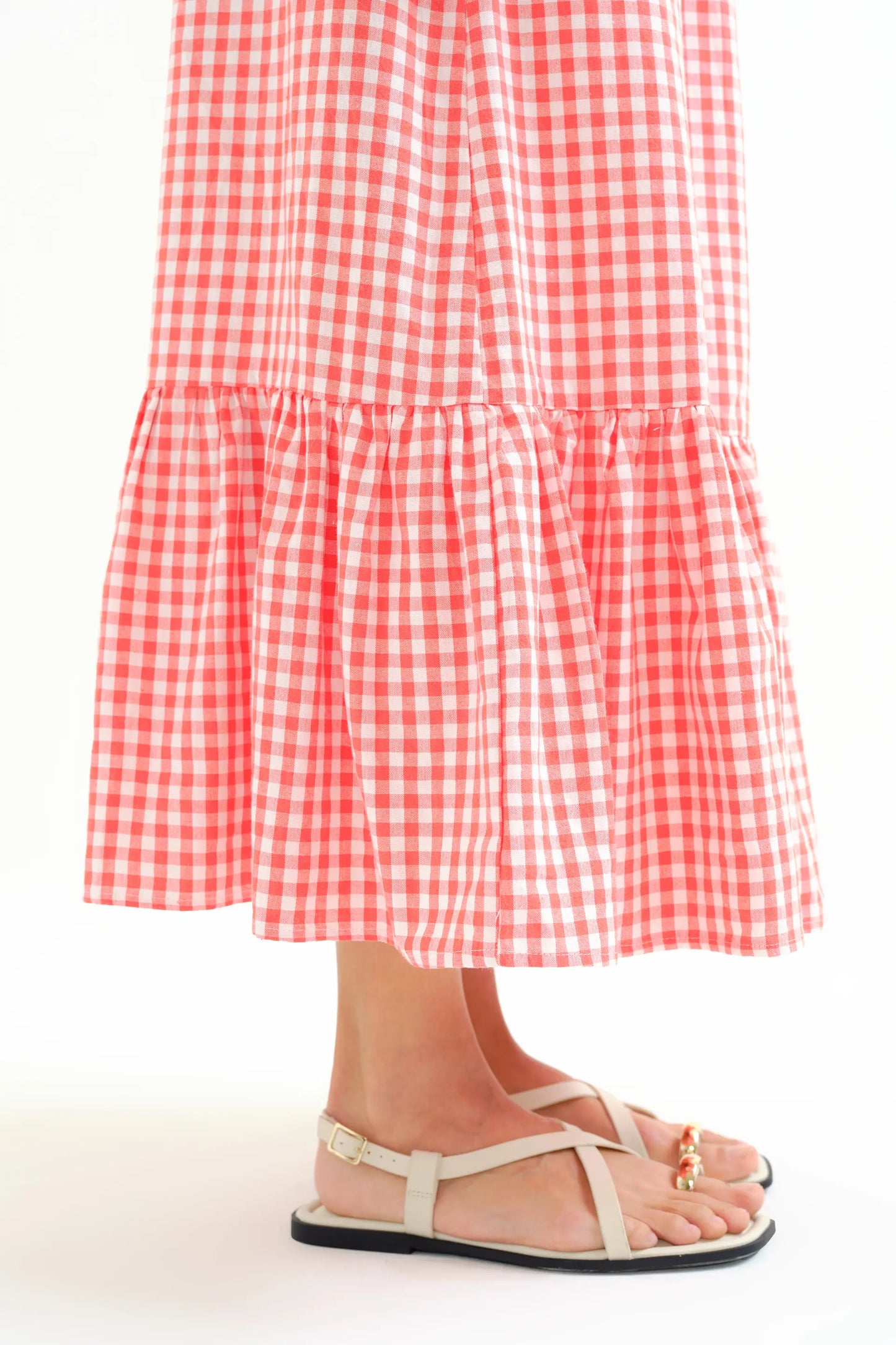 Gonna in 100% cotone, quadretti rossi