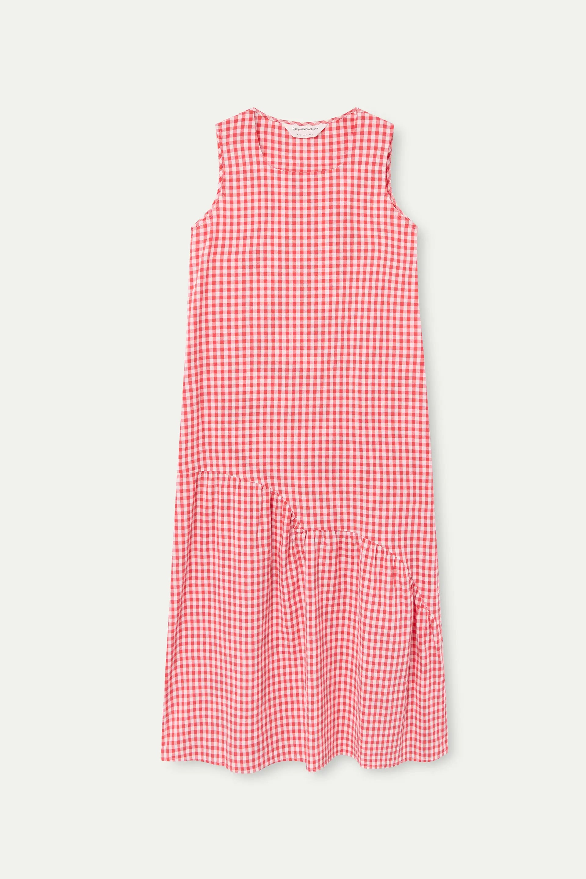 100% cotton midi dress, red gingham check - Compaa Fantstica 100% cotton midi dress, red gingham check - Compaa Fantstica