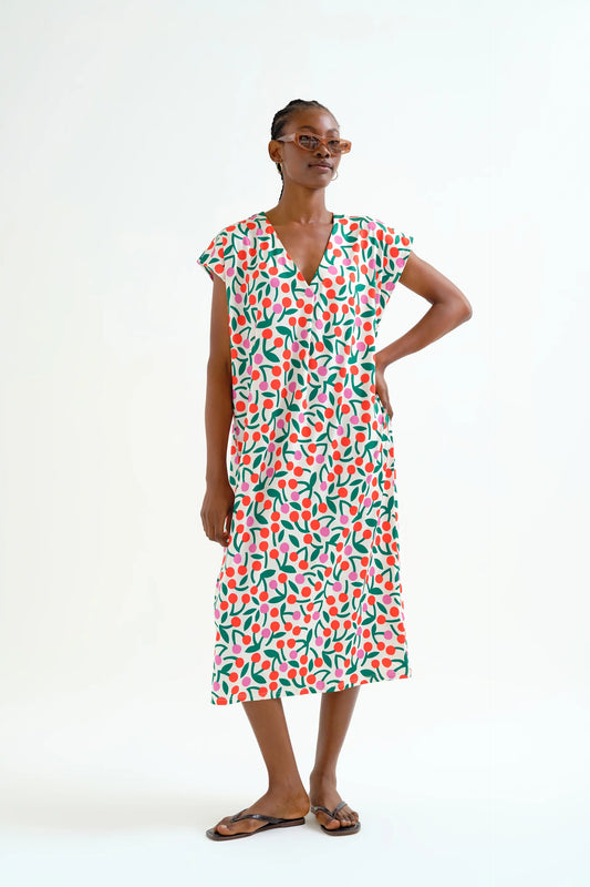 Caftano lungo con stampa bordeaux