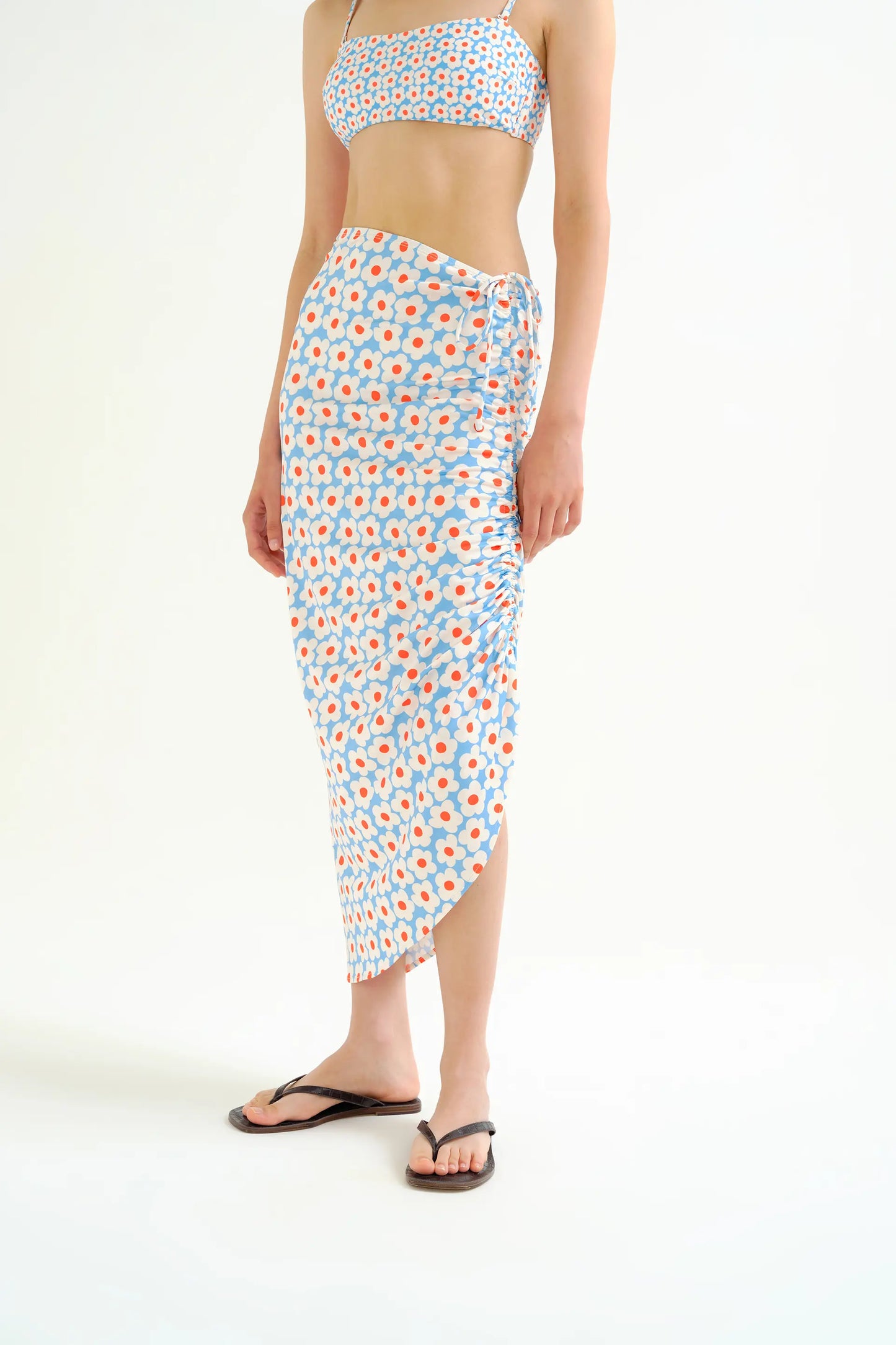 Popcorn print midi skirt