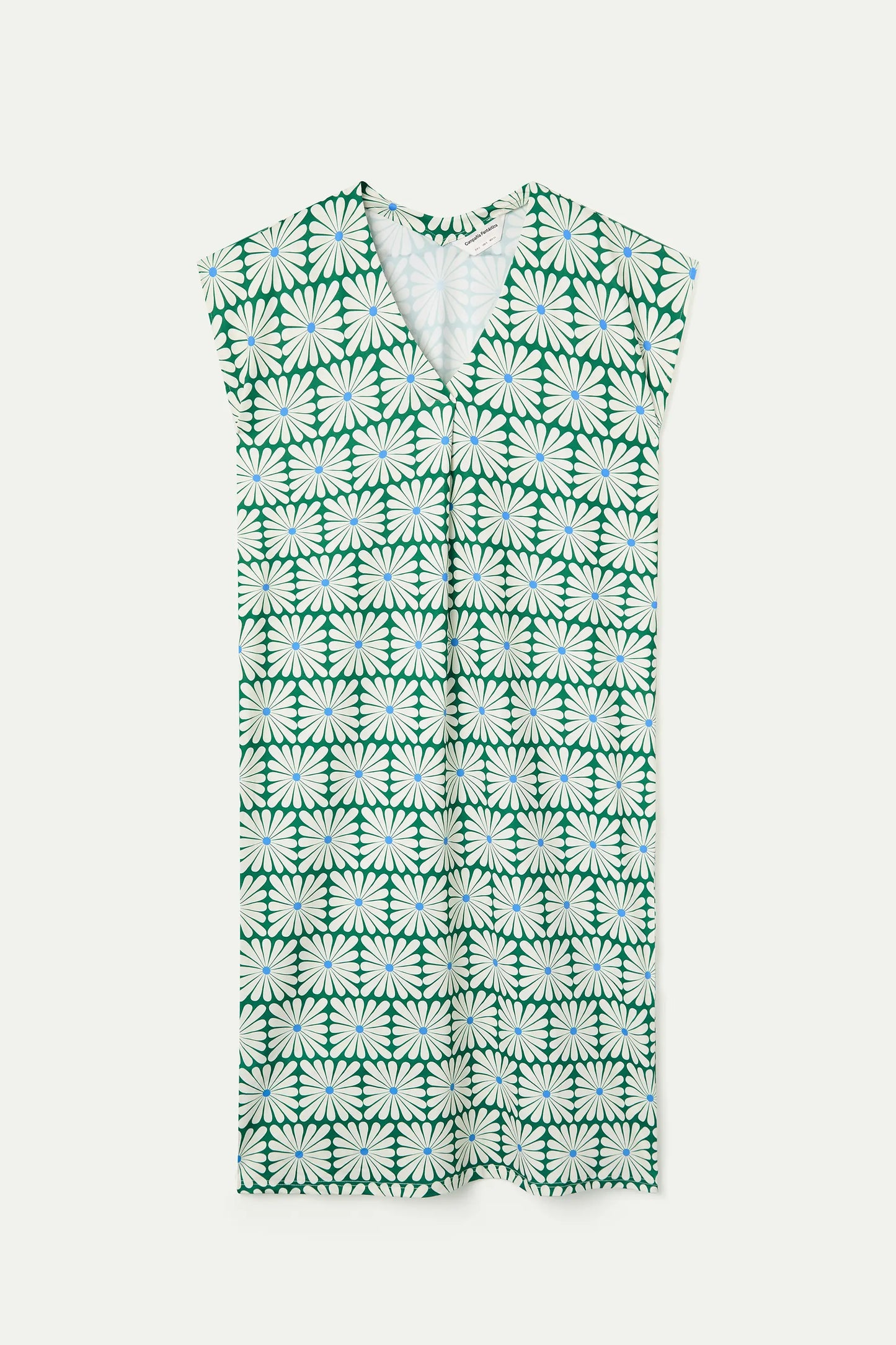 Long kaftan with Olive Flower Green print