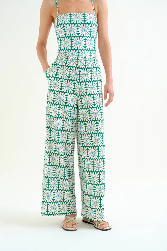 Pantalón con estampado Olive Flower Green