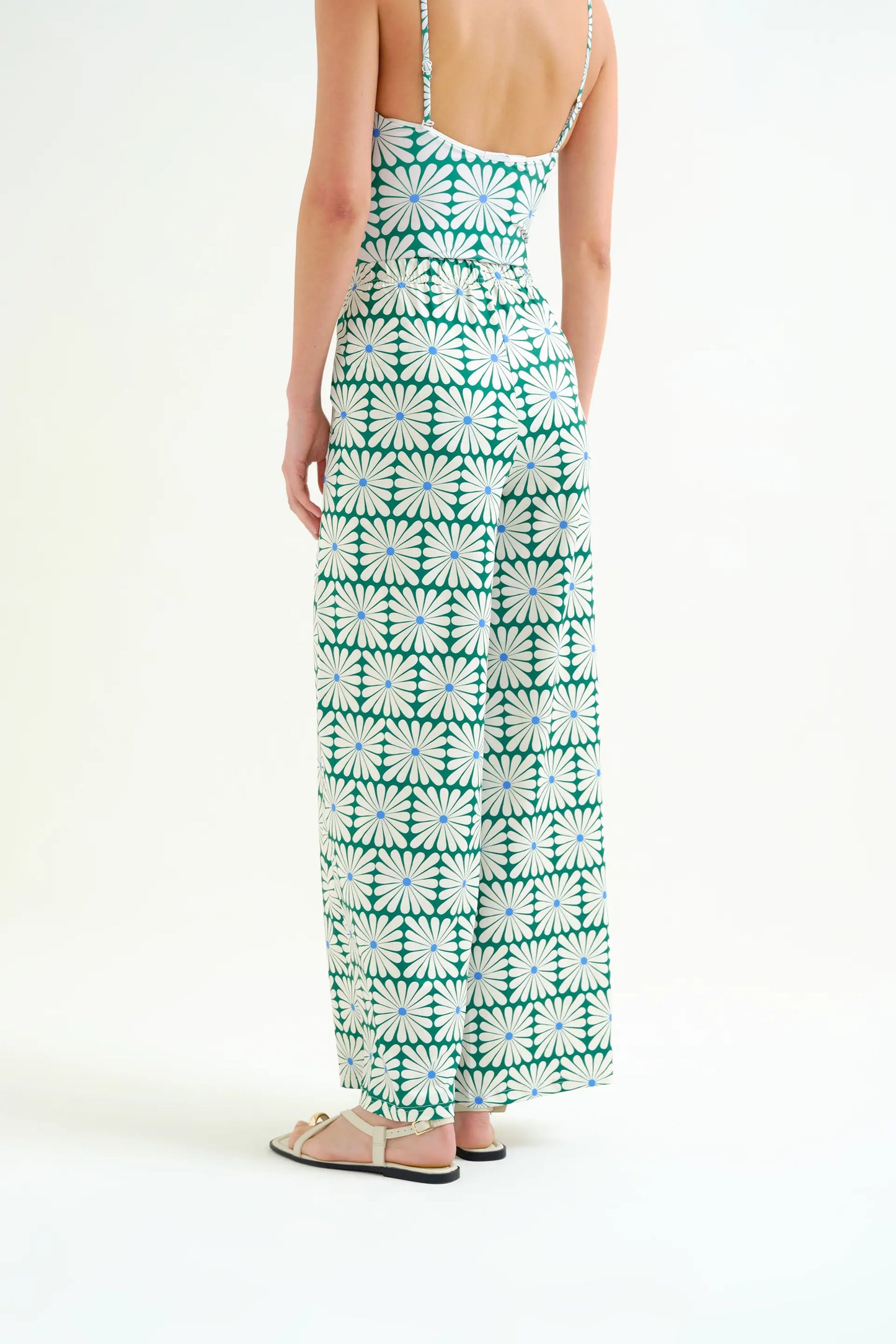 Pantalón con estampado Olive Flower Green