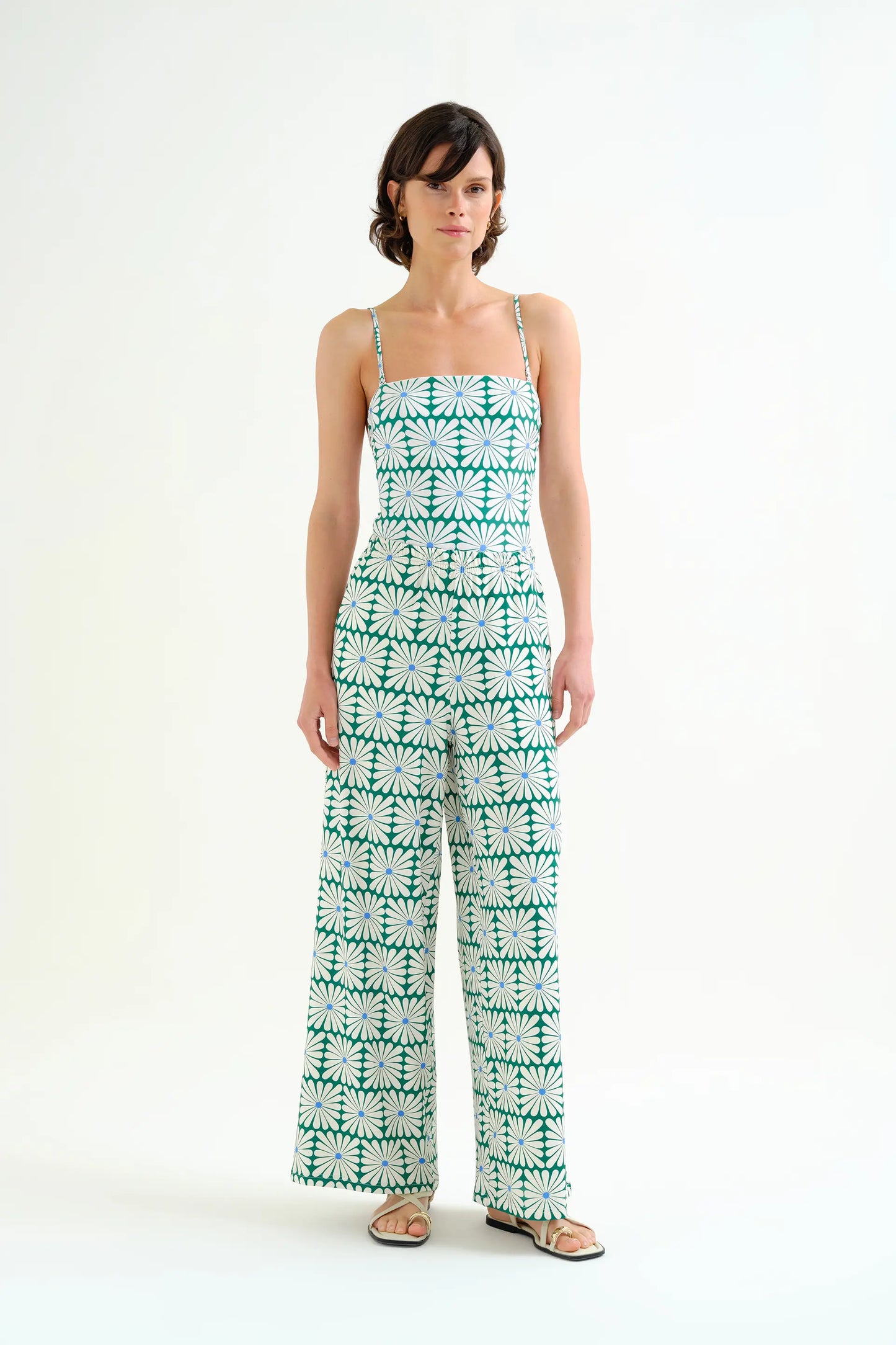 Pantalón con estampado Olive Flower Green