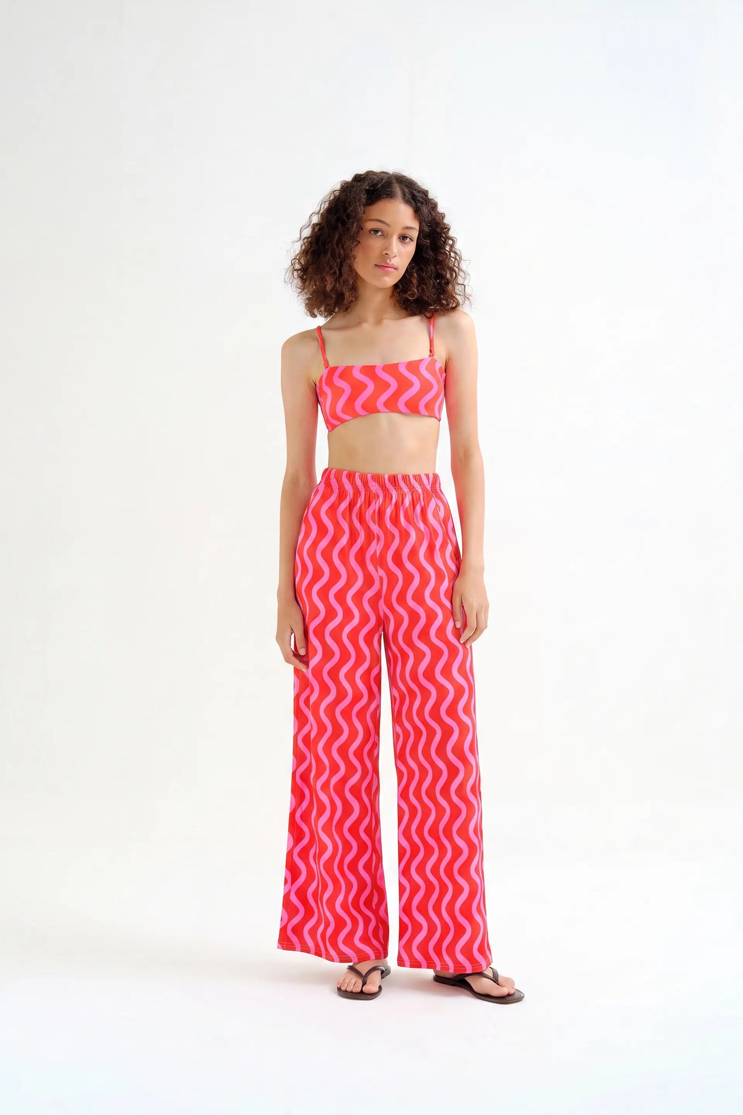 Pantaloni con stampa Wave Red & Pink