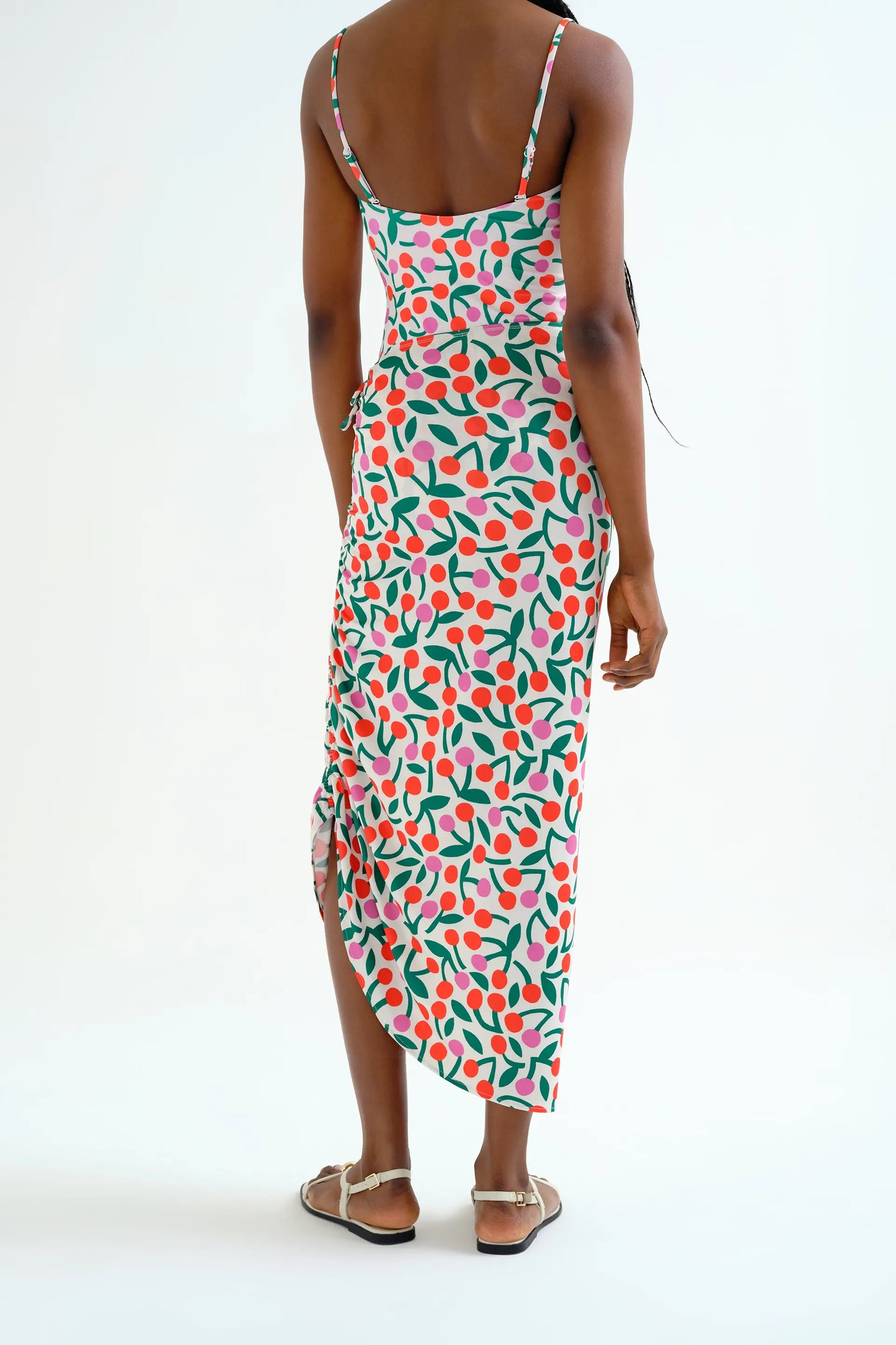 Midi skirt with burgundy print, pareo style