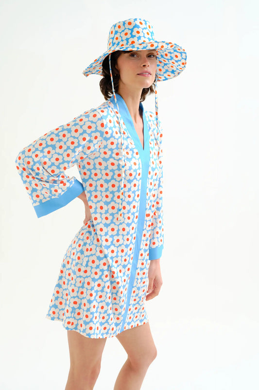 Caftano corto con stampa popcorn