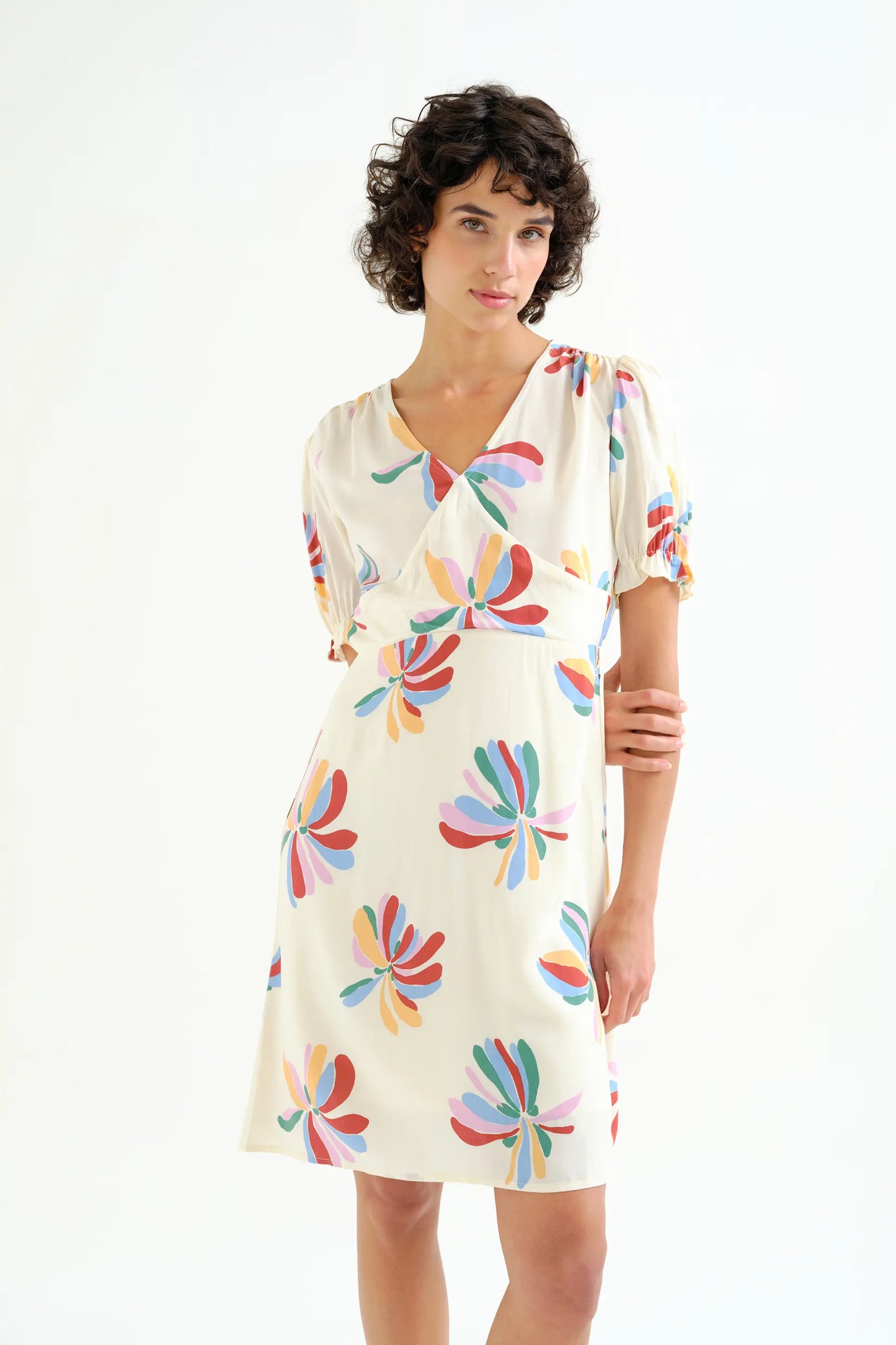 Monarda print short dress