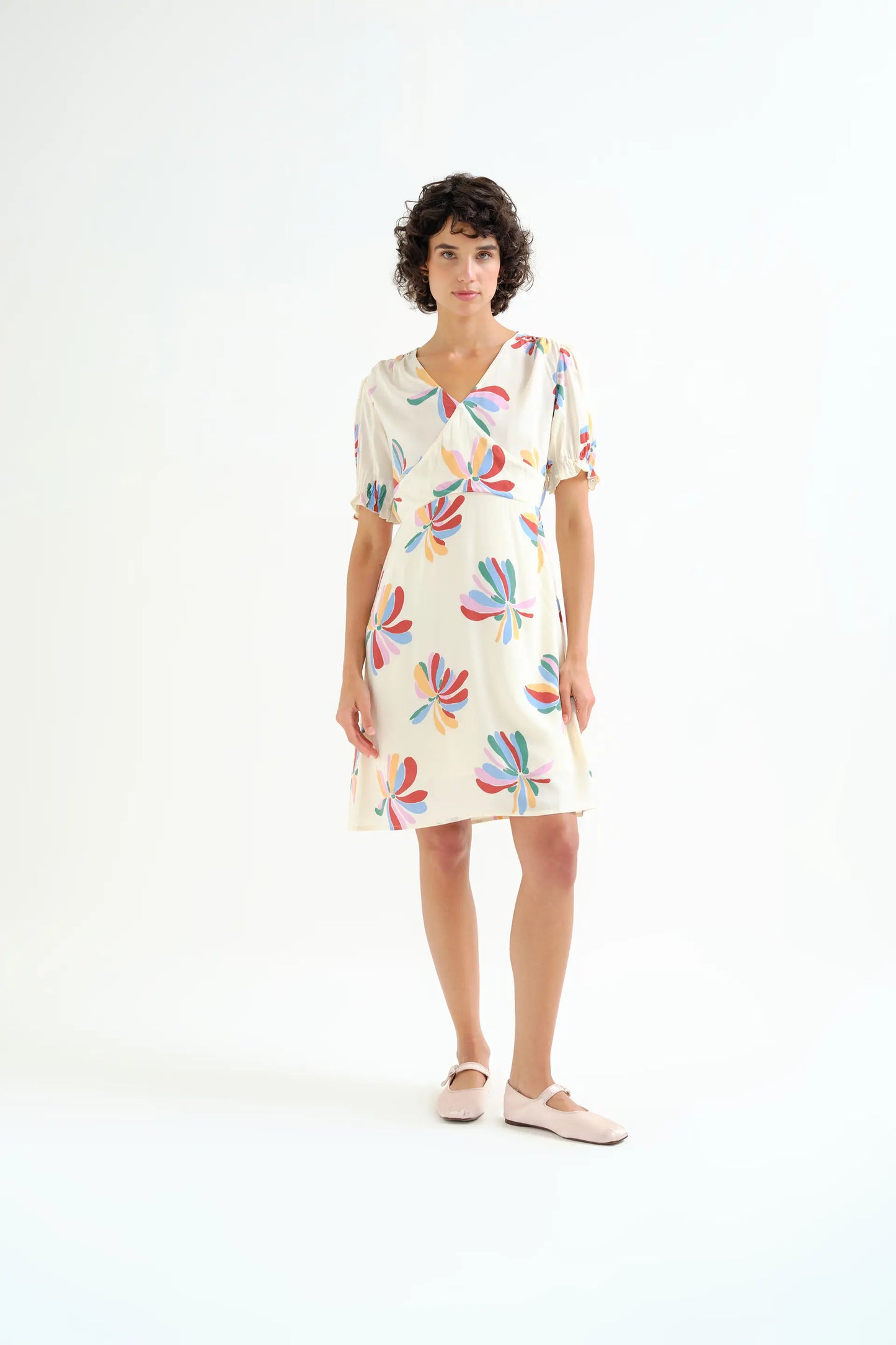 Monarda print short dress