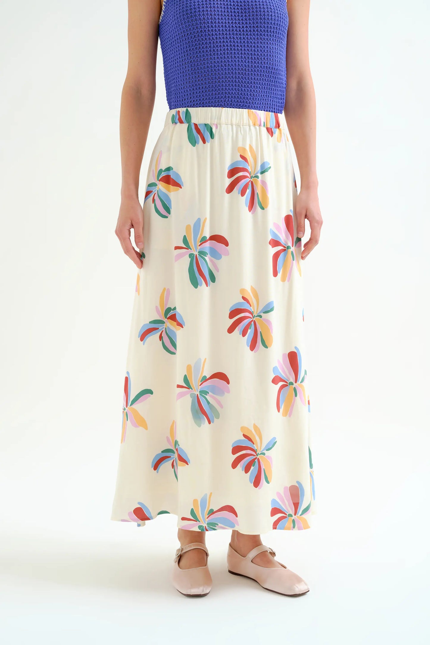 Gonna lunga con stampa Monarda