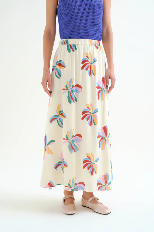 Gonna lunga con stampa Monarda