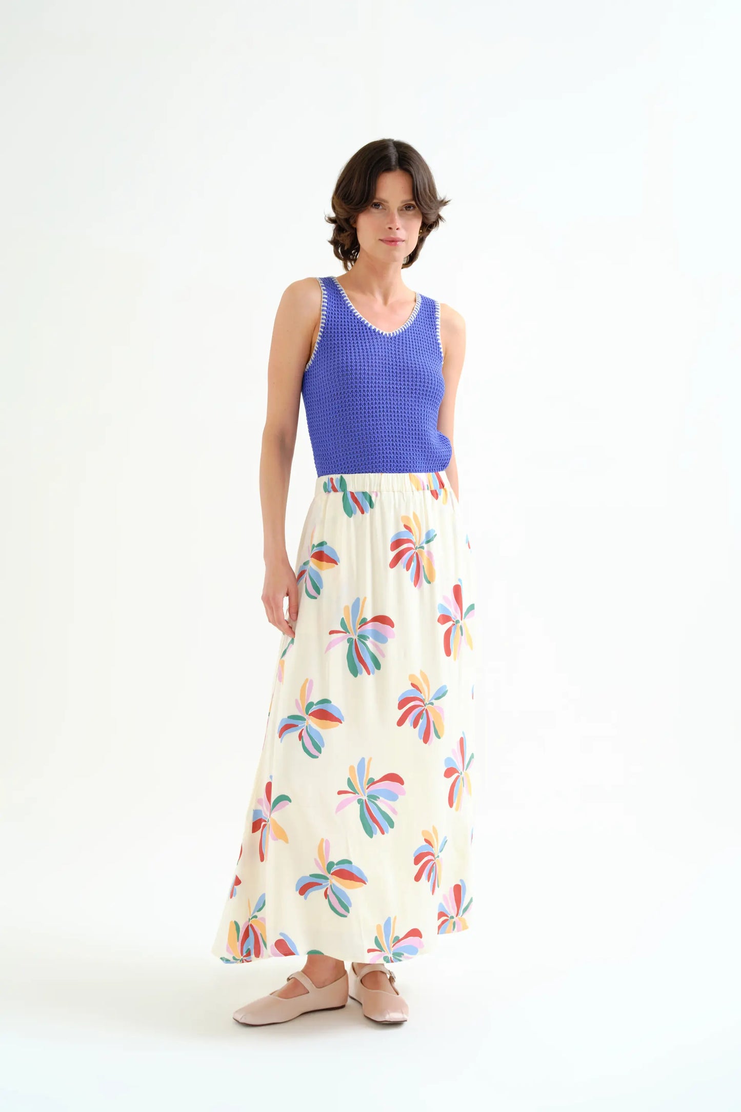 Gonna lunga con stampa Monarda