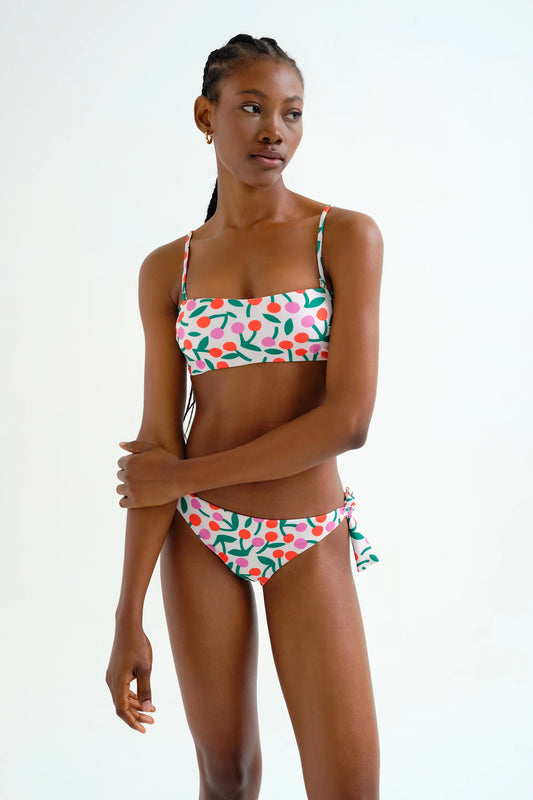 Top bikini recto estampado Guinda