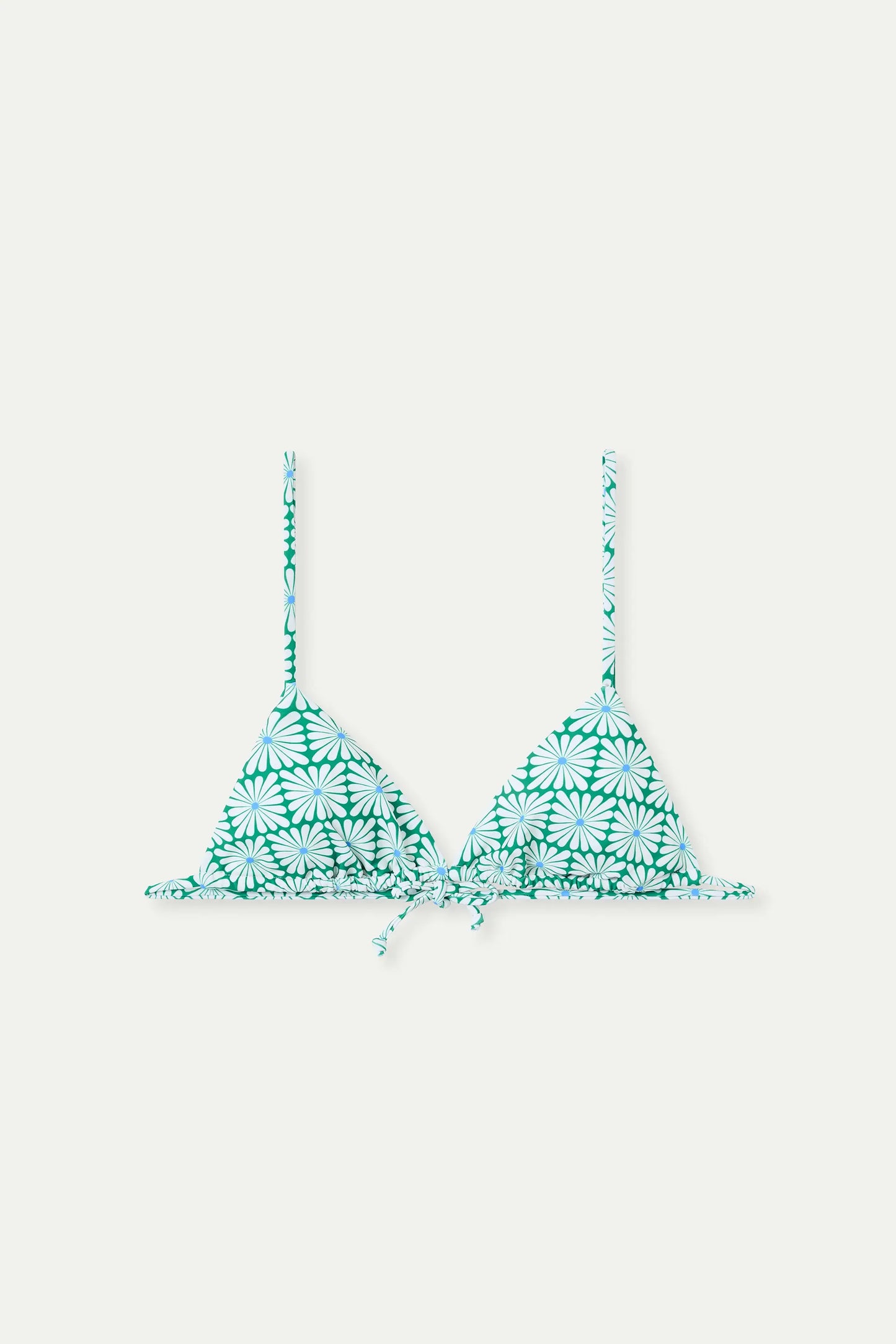 Reggiseno bikini a triangolo stampato verde oliva con fiori