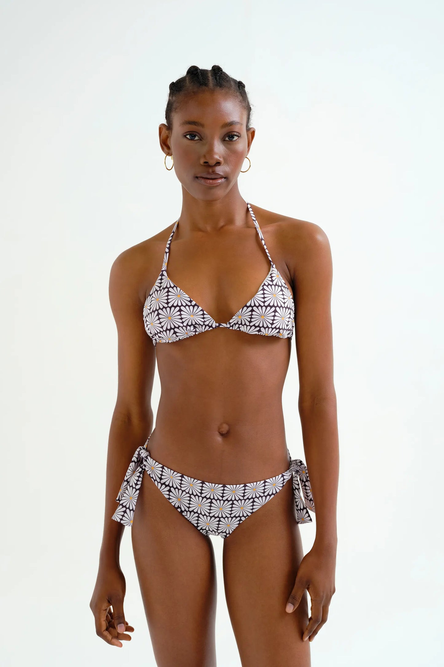 Reggiseno bikini a triangolo stampato Olive Flower Black
