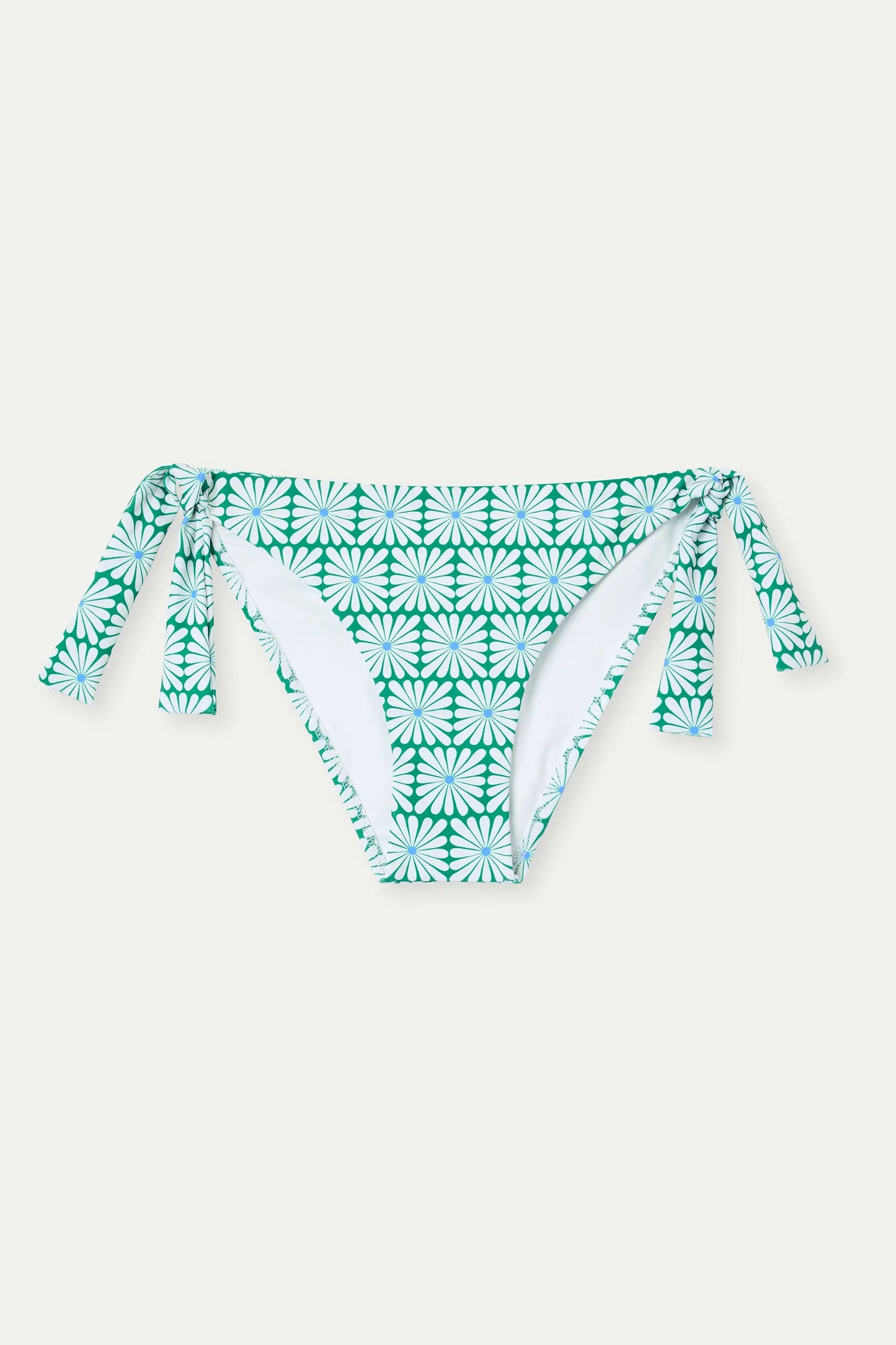 Bikini briefs with tie closure and Olive Flower Green print
