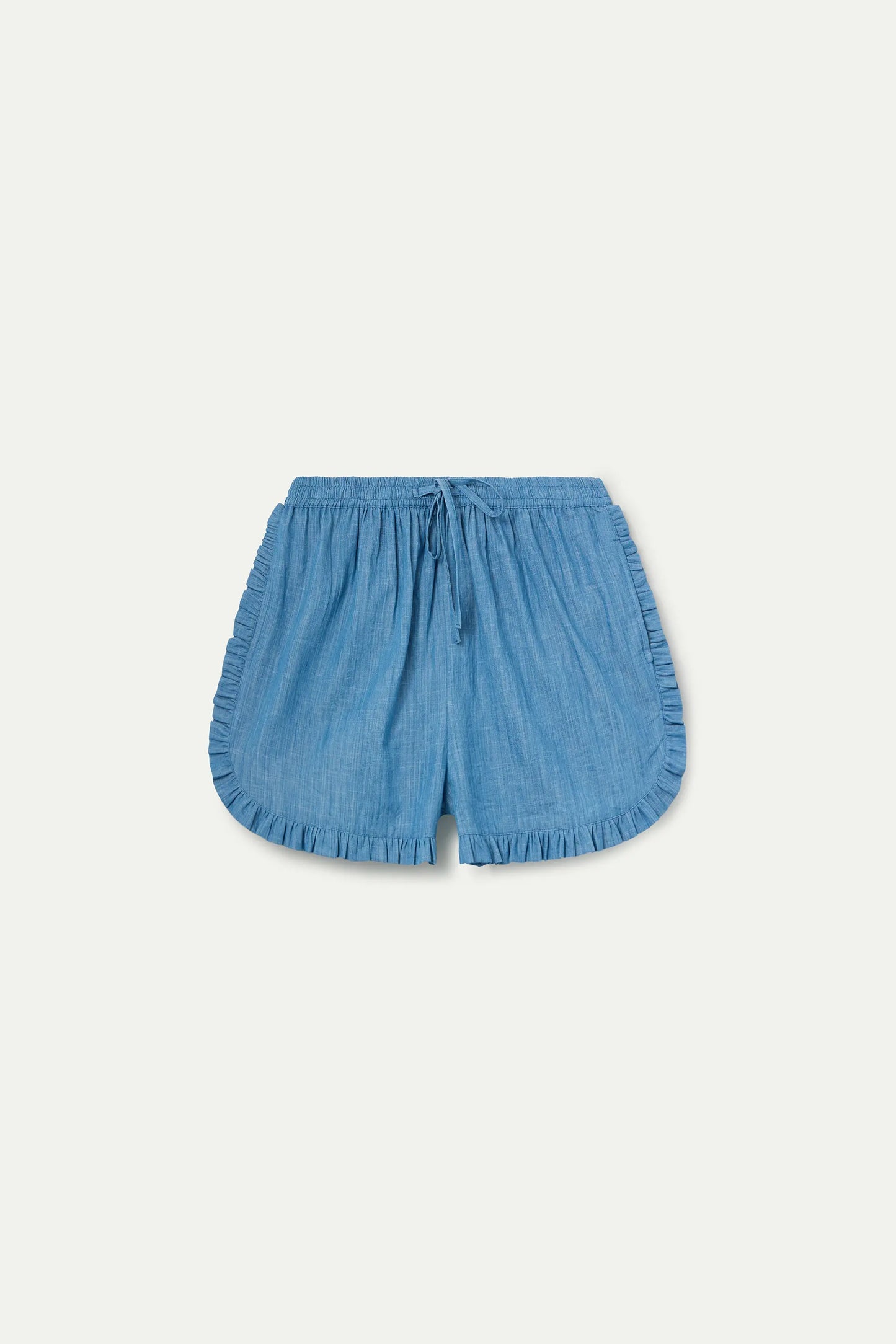 Pantaloncini 100% cotone chambray azzurro