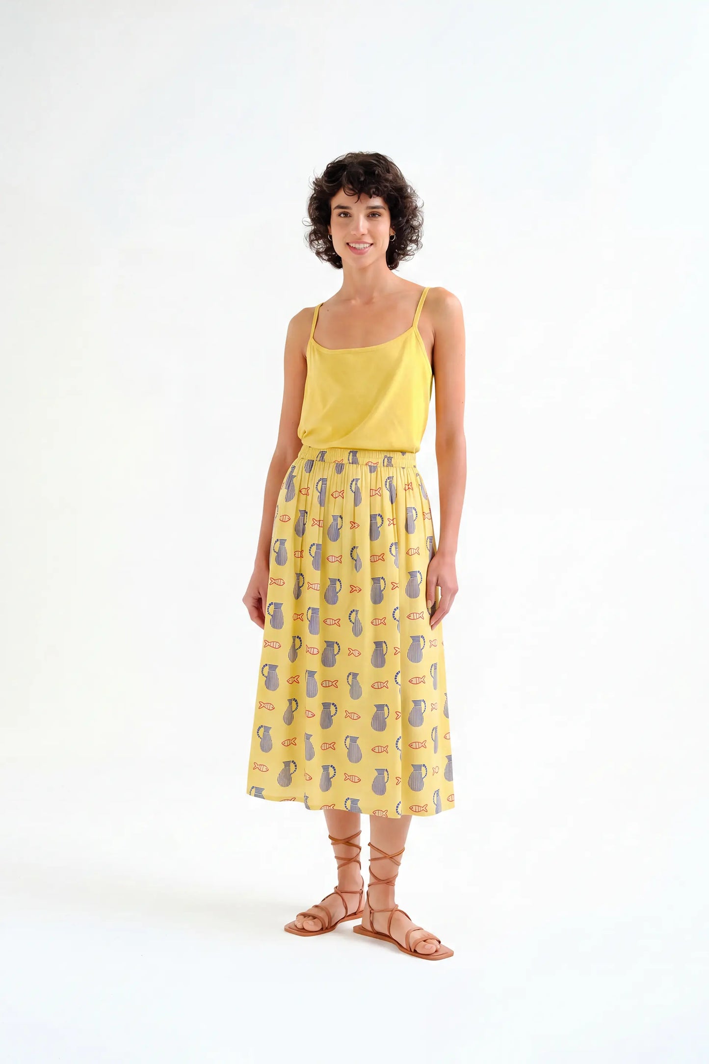Falda midi con estampado Brava