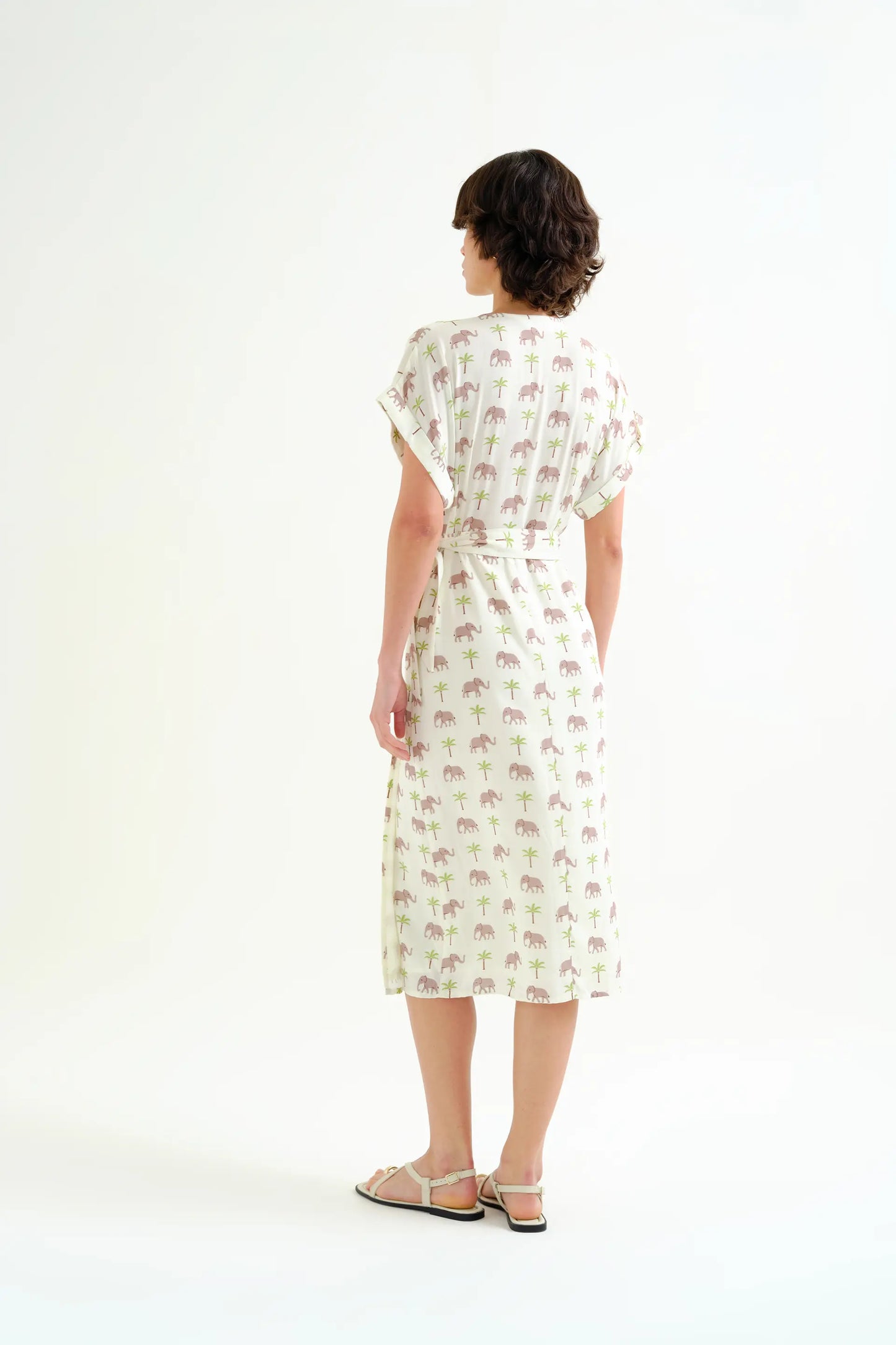 Abito midi con stampa elefante