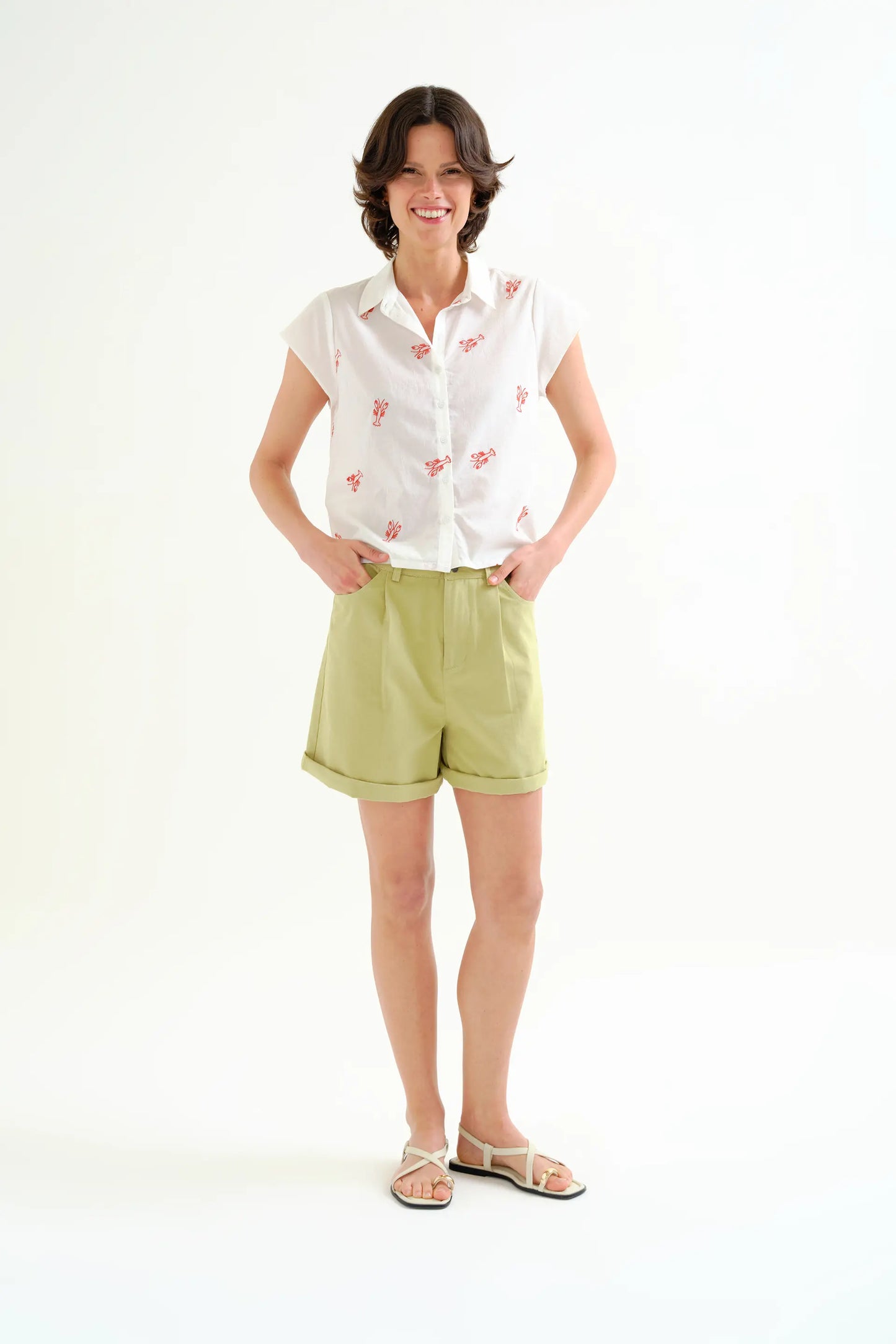 Camicia con ricamo di Aragosta rossa