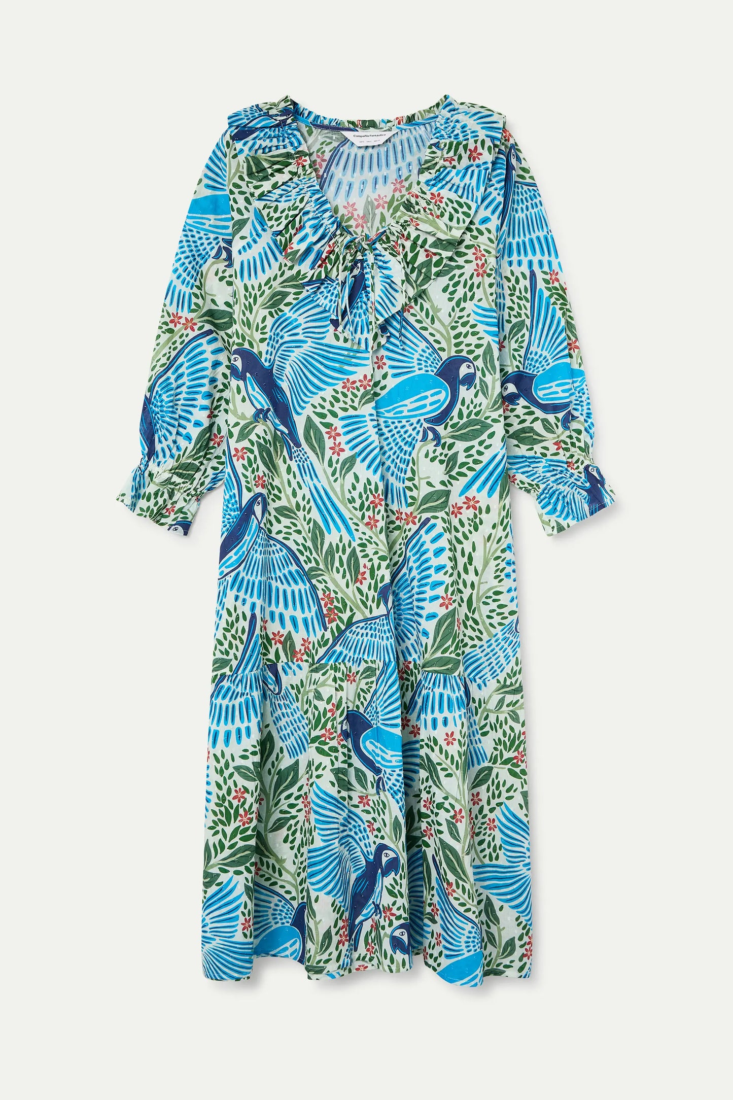 Vestido largo playero con estampado Parrot