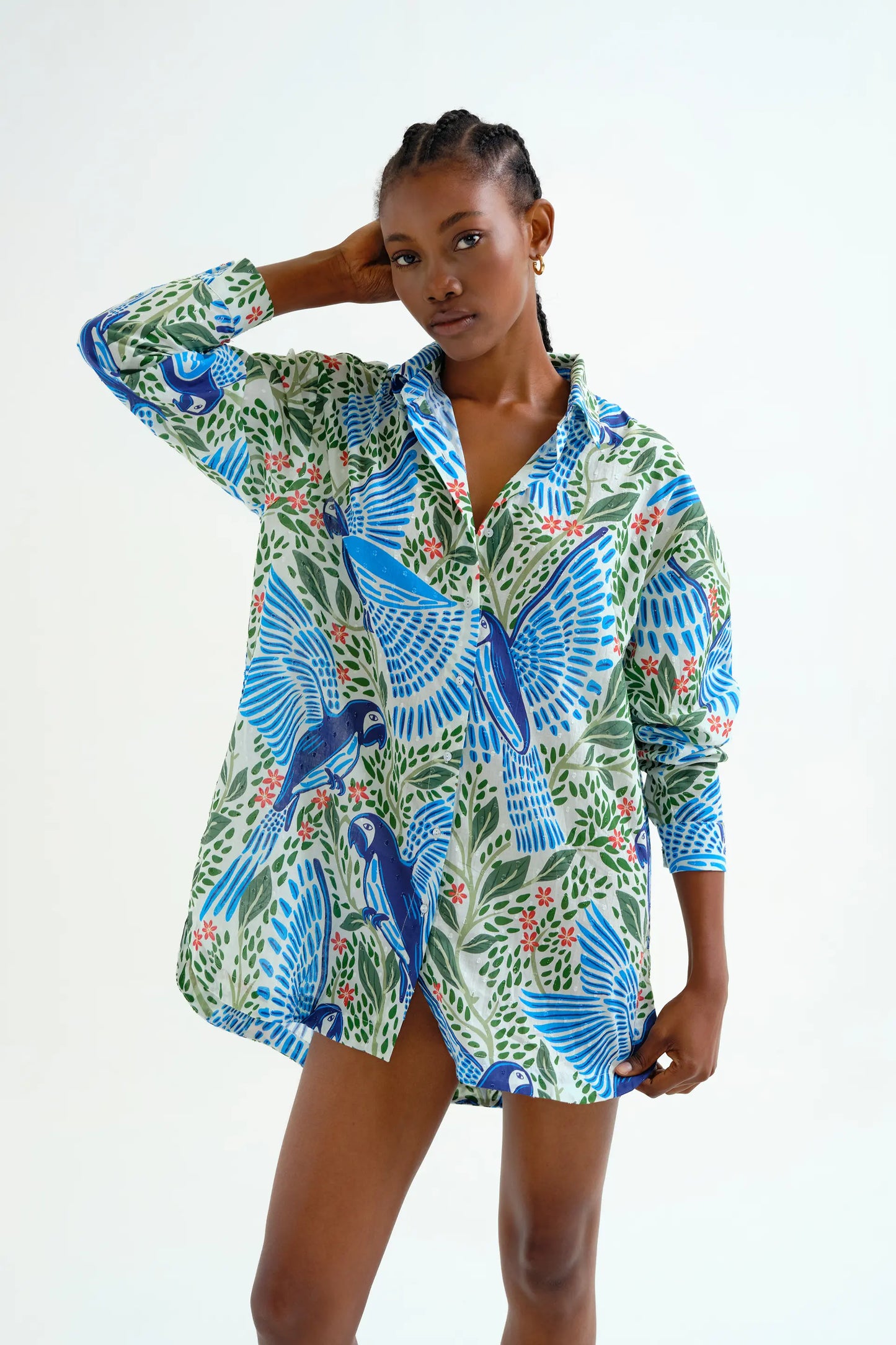 Camisa playera con estampado Parrot