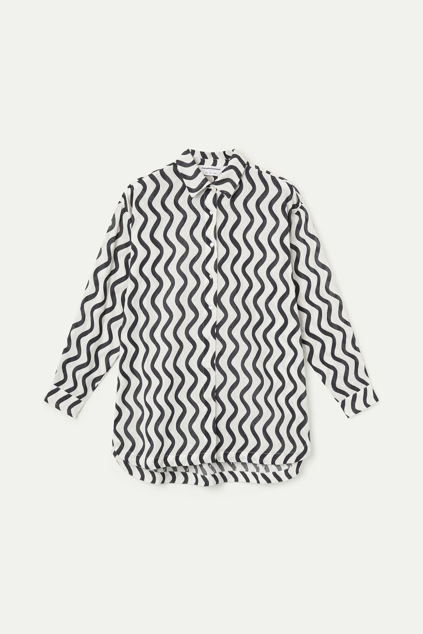 T-shirt con stampa a onde in bianco e nero