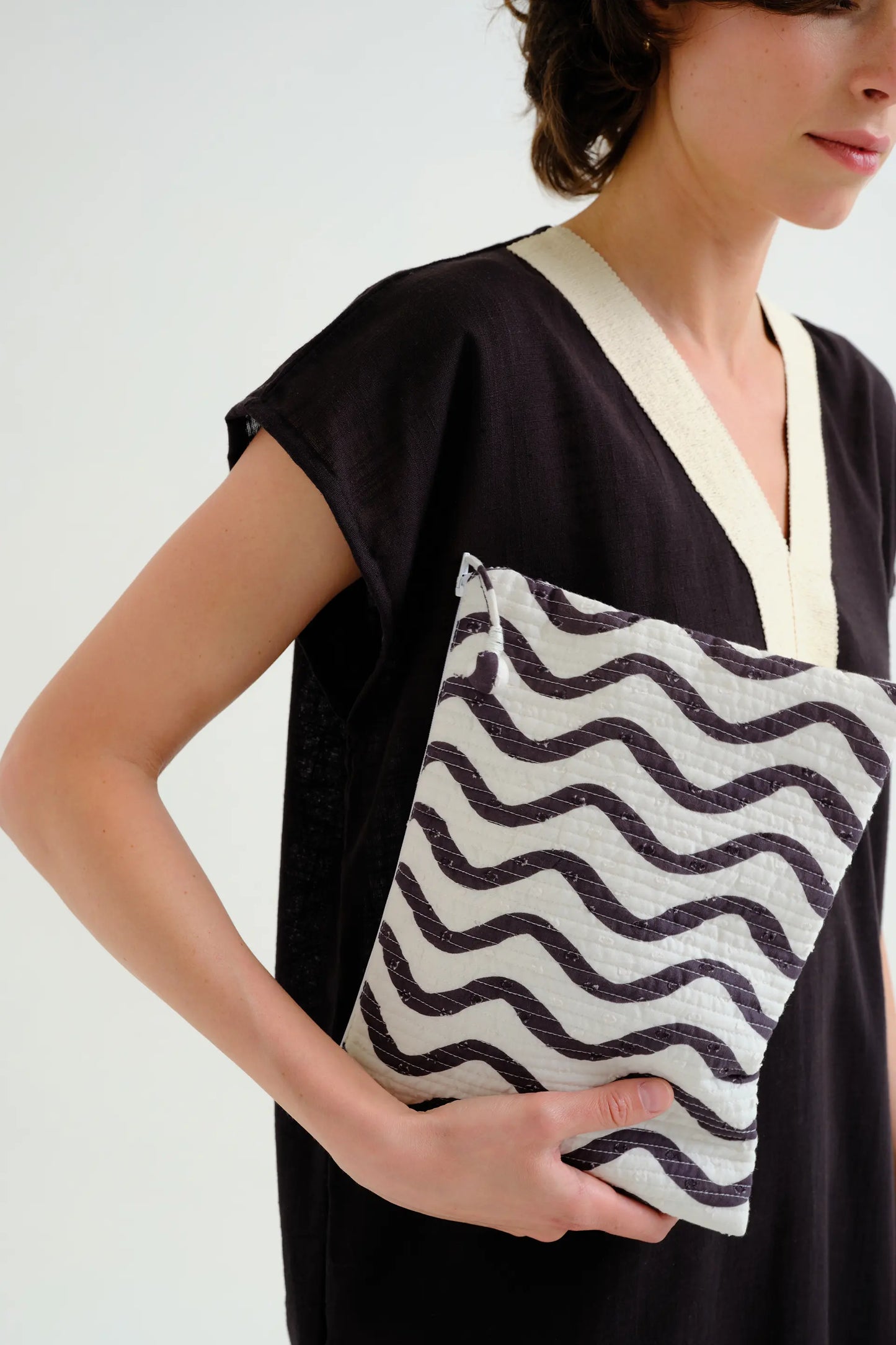 Black &amp; White Wave Print Bag