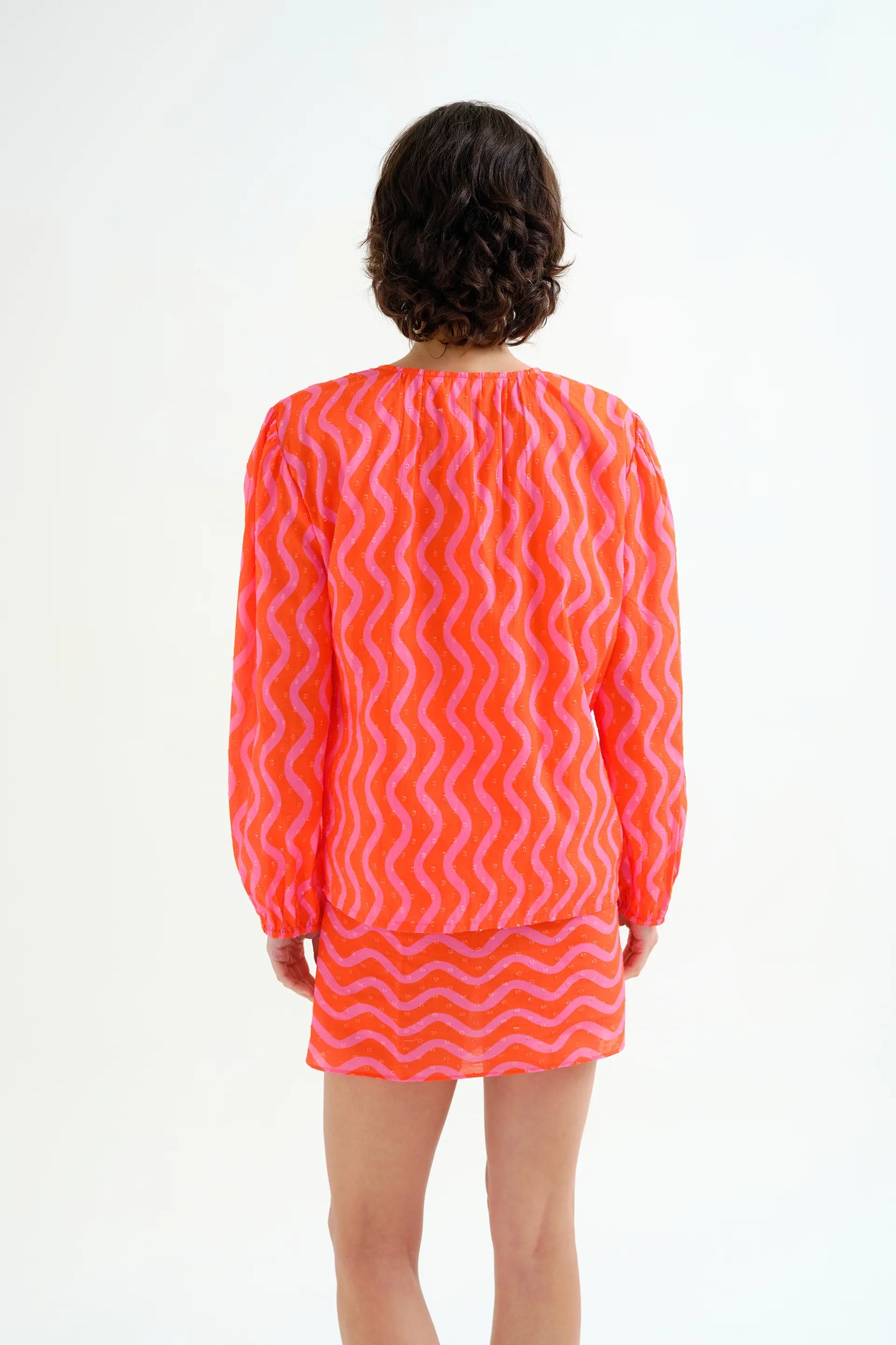 Top da spiaggia con stampa Wave Red &amp; Pink