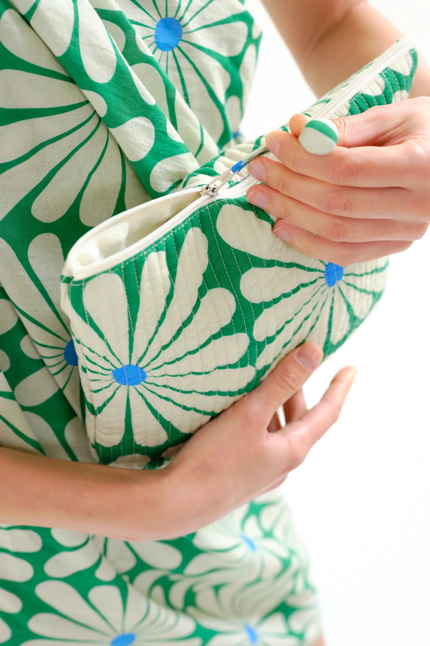 Borsa con stampa Olive Flower Green