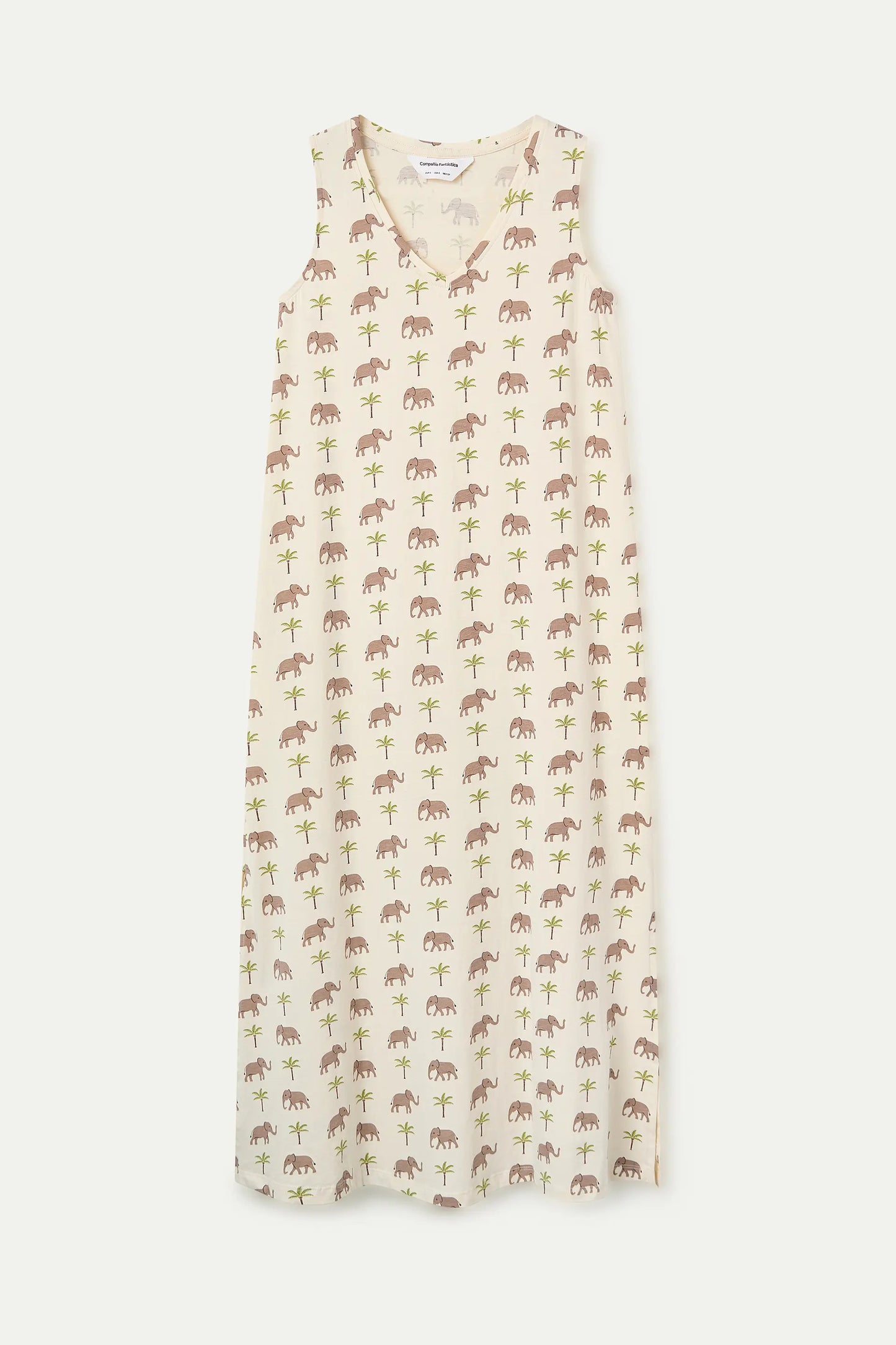 Abito lungo con stampa elefante